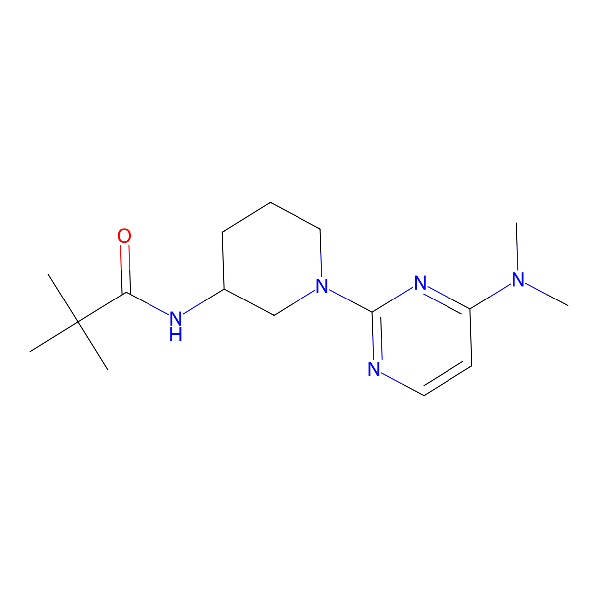 N-{1-[4-(dimethylamino)pyrimidin-2-yl]piperidin-3-yl}-2,2-dimethylpropanamide molecular structure, CAS 2770605-08-6