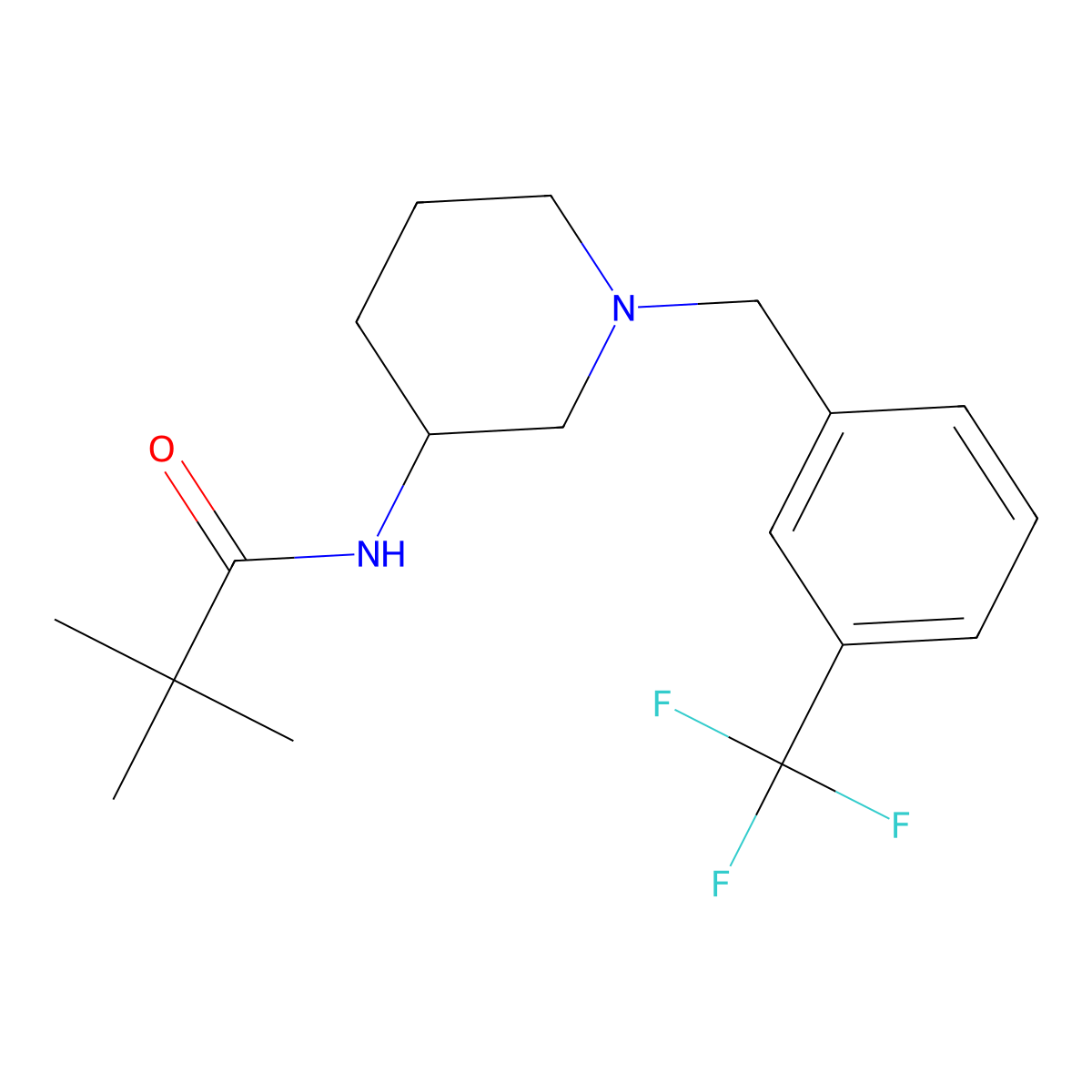 2,2-dimethyl-N-(1-{[3-(trifluoromethyl)phenyl]methyl}piperidin-3-yl)propanamide molecular structure, CAS 2770605-14-4