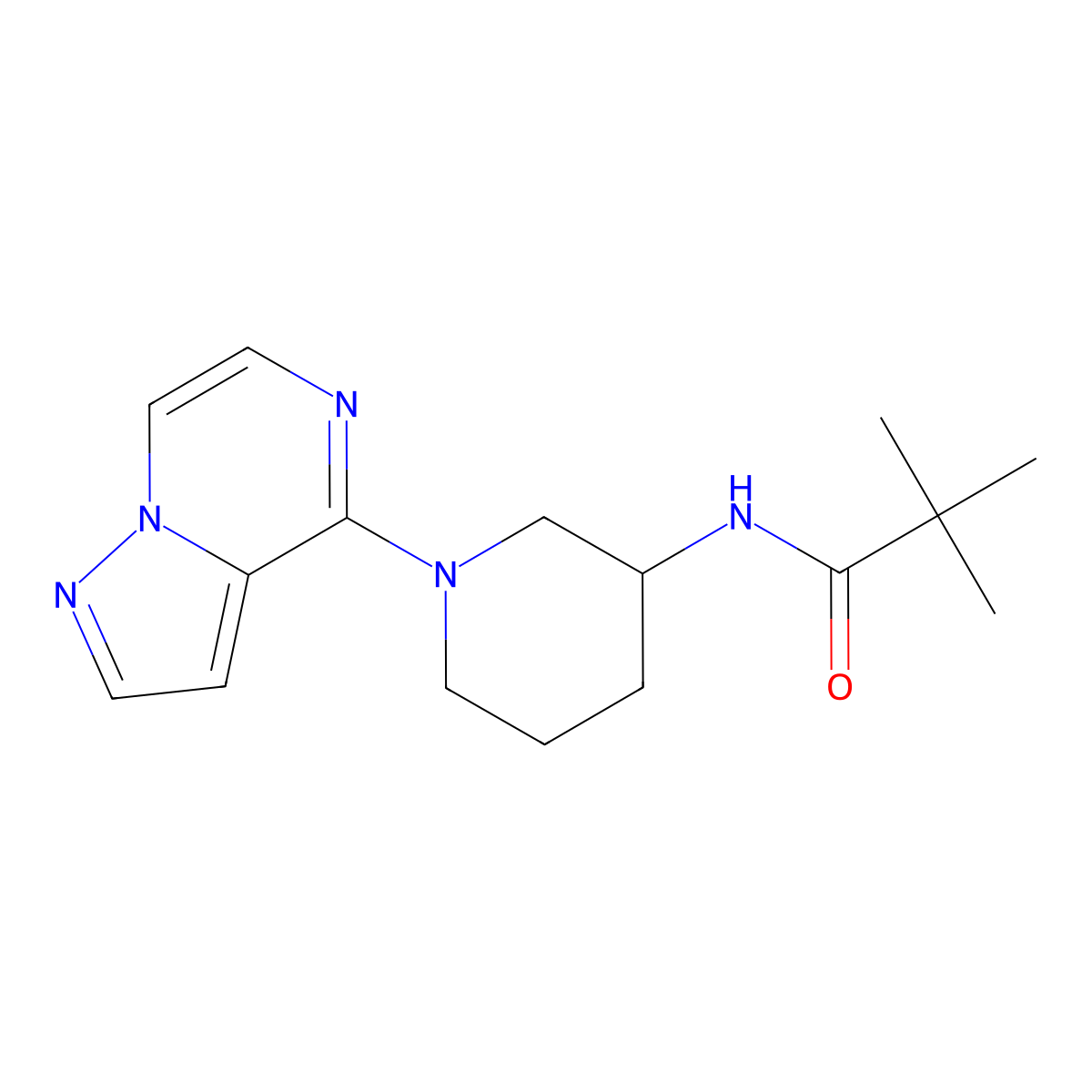 2,2-dimethyl-N-(1-{pyrazolo[1,5-a]pyrazin-4-yl}piperidin-3-yl)propanamide molecular structure, CAS 2770605-16-6