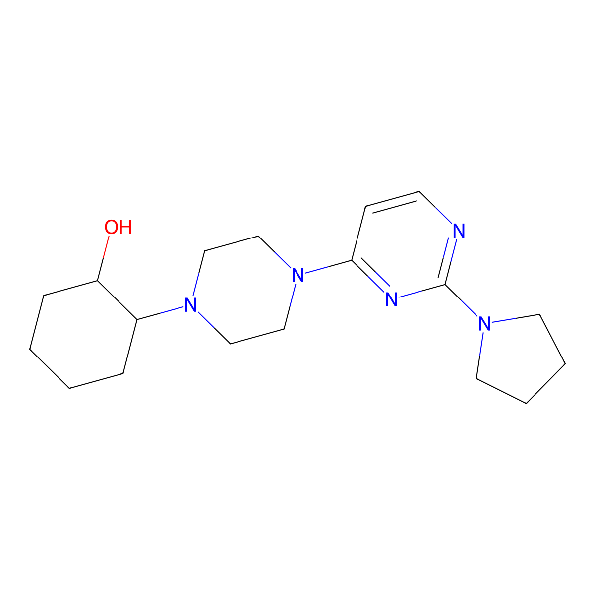 2-{4-[2-(Pyrrolidin-1-yl)pyrimidin-4-yl]piperazin-1-yl}cyclohexan-1-ol molecular structure, CAS 2770605-17-7