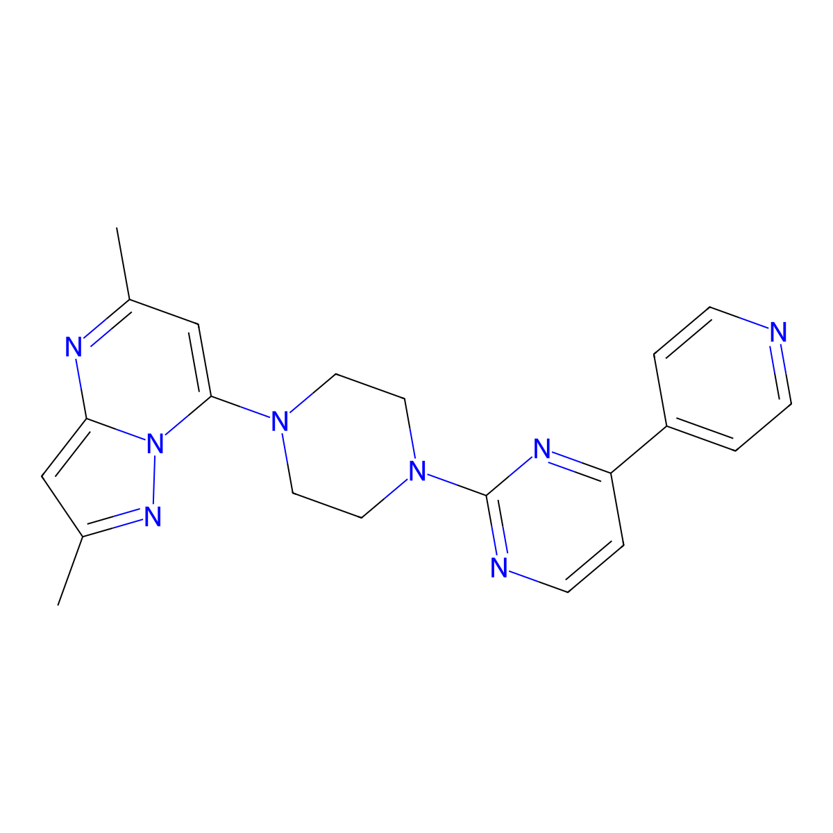 2-(4-{2,5-Dimethylpyrazolo[1,5-a]pyrimidin-7-yl}piperazin-1-yl)-4-(pyridin-4-yl)pyrimidine molecular structure, CAS 2770605-22-4