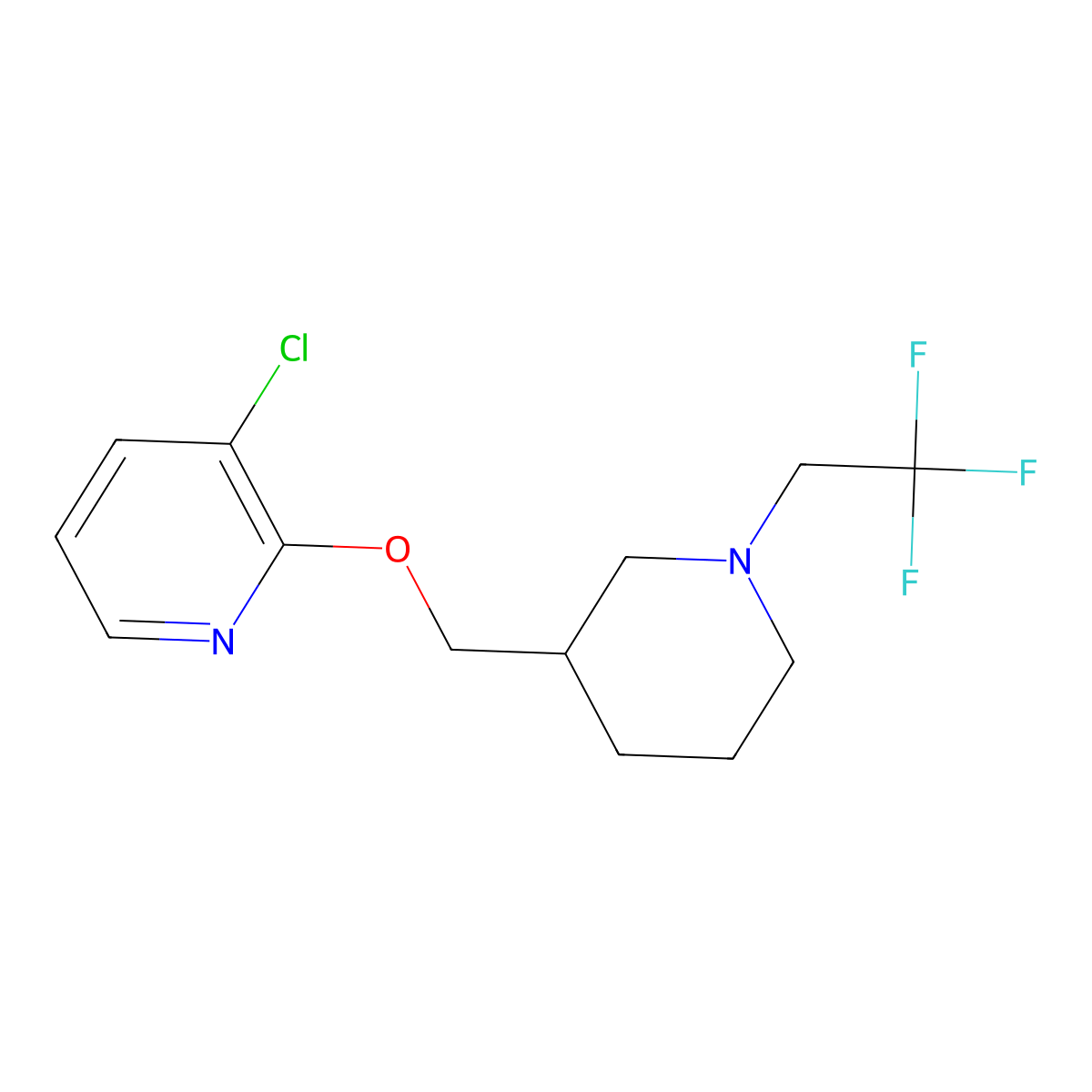 3-Chloro-2-{[1-(2,2,2-trifluoroethyl)piperidin-3-yl]methoxy}pyridine molecular structure, CAS 2770605-25-7