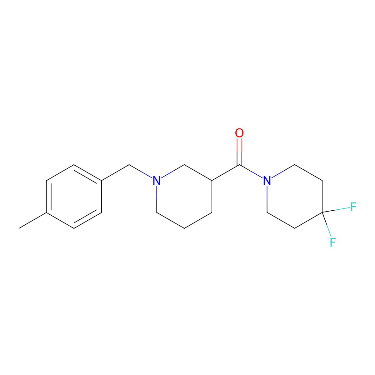4,4-Difluoro-1-{1-[(4-methylphenyl)methyl]piperidine-3-carbonyl}piperidine molecular structure, CAS 2770605-26-8