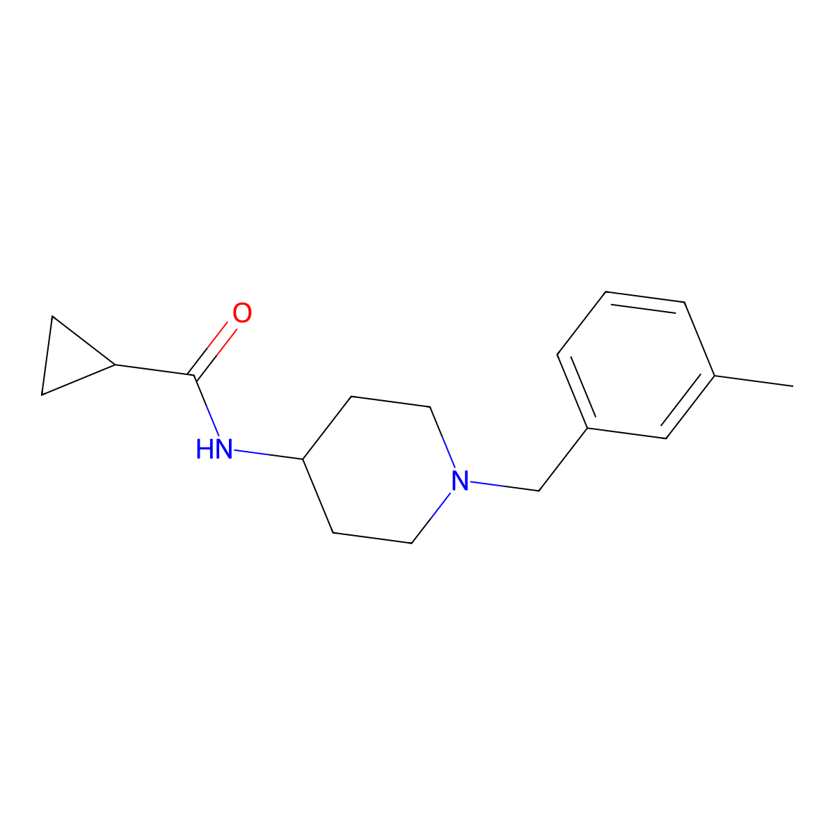 N-{1-[(3-methylphenyl)methyl]piperidin-4-yl}cyclopropanecarboxamide molecular structure, CAS 2770605-31-5