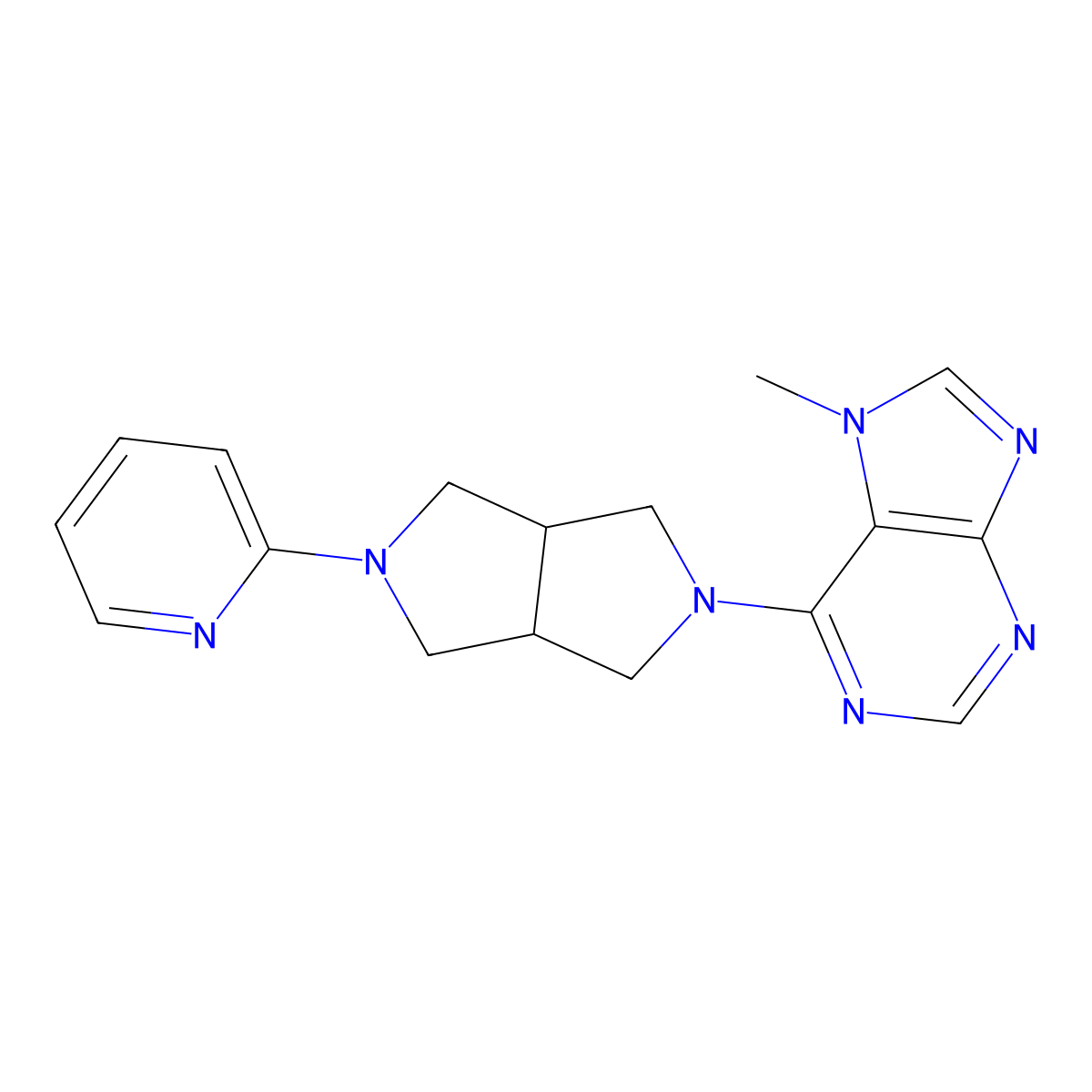 7-methyl-6-[5-(pyridin-2-yl)-octahydropyrrolo[3,4-c]pyrrol-2-yl]-7H-purine molecular structure, CAS 2770605-34-8