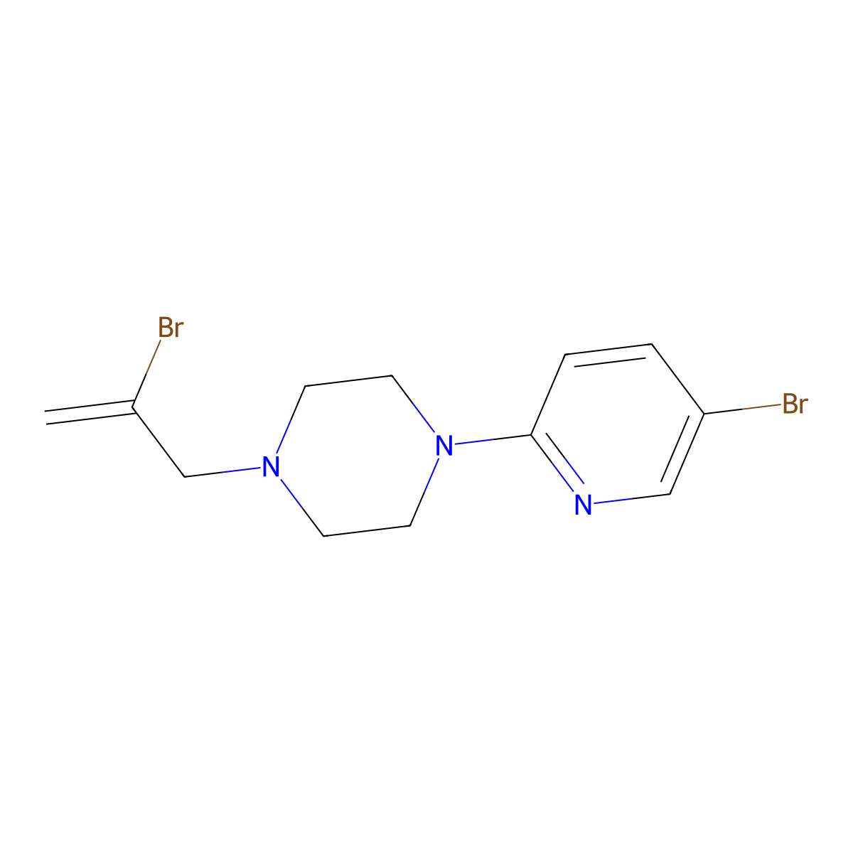 1-(2-Bromoprop-2-en-1-yl)-4-(5-bromopyridin-2-yl)piperazine molecular structure, CAS 2770605-40-6