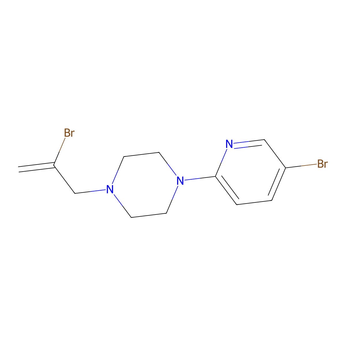 1-(2-Bromoprop-2-en-1-yl)-4-(5-bromopyridin-2-yl)piperazine molecular structure, CAS 2770605-40-6