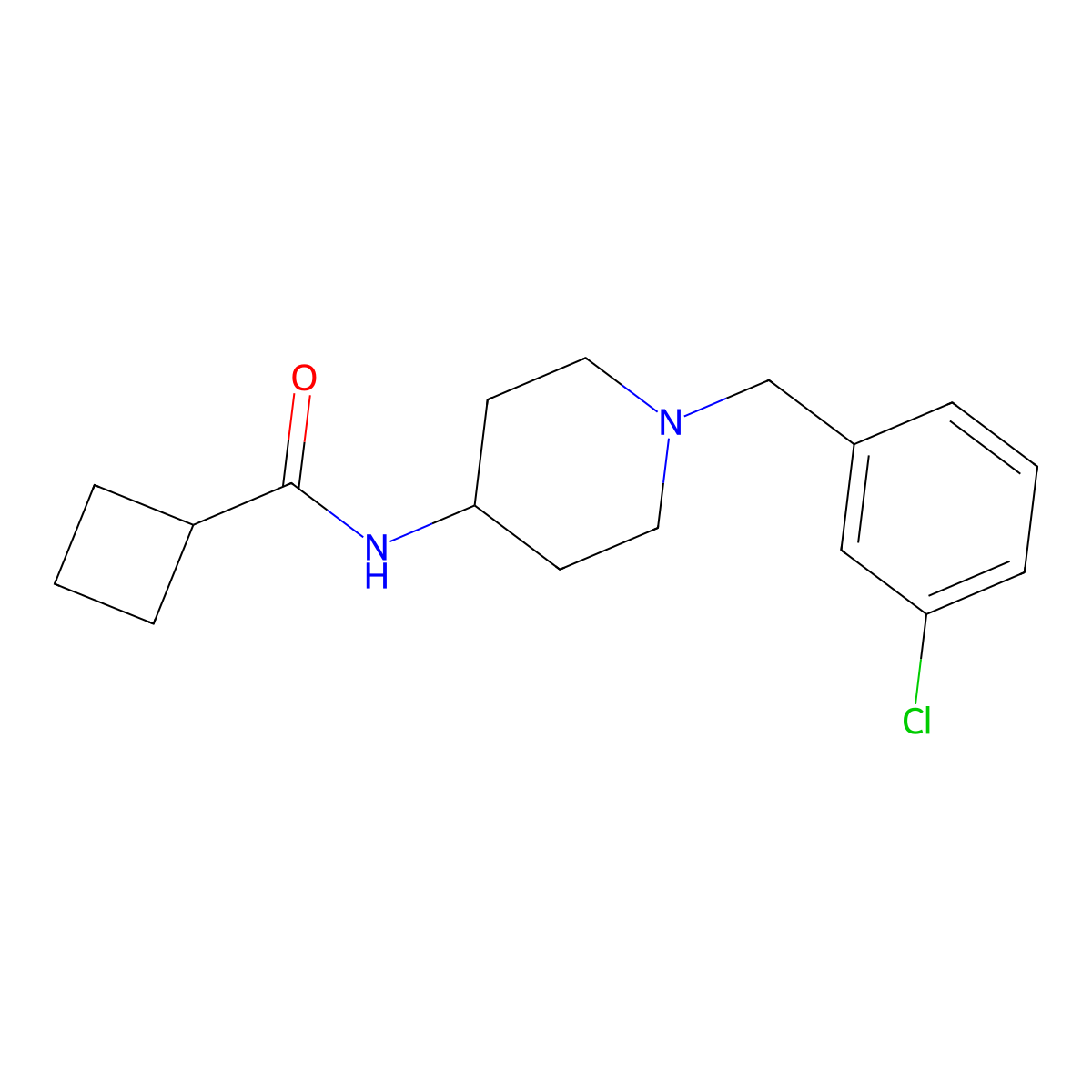 N-{1-[(3-chlorophenyl)methyl]piperidin-4-yl}cyclobutanecarboxamide molecular structure, CAS 2770605-43-9