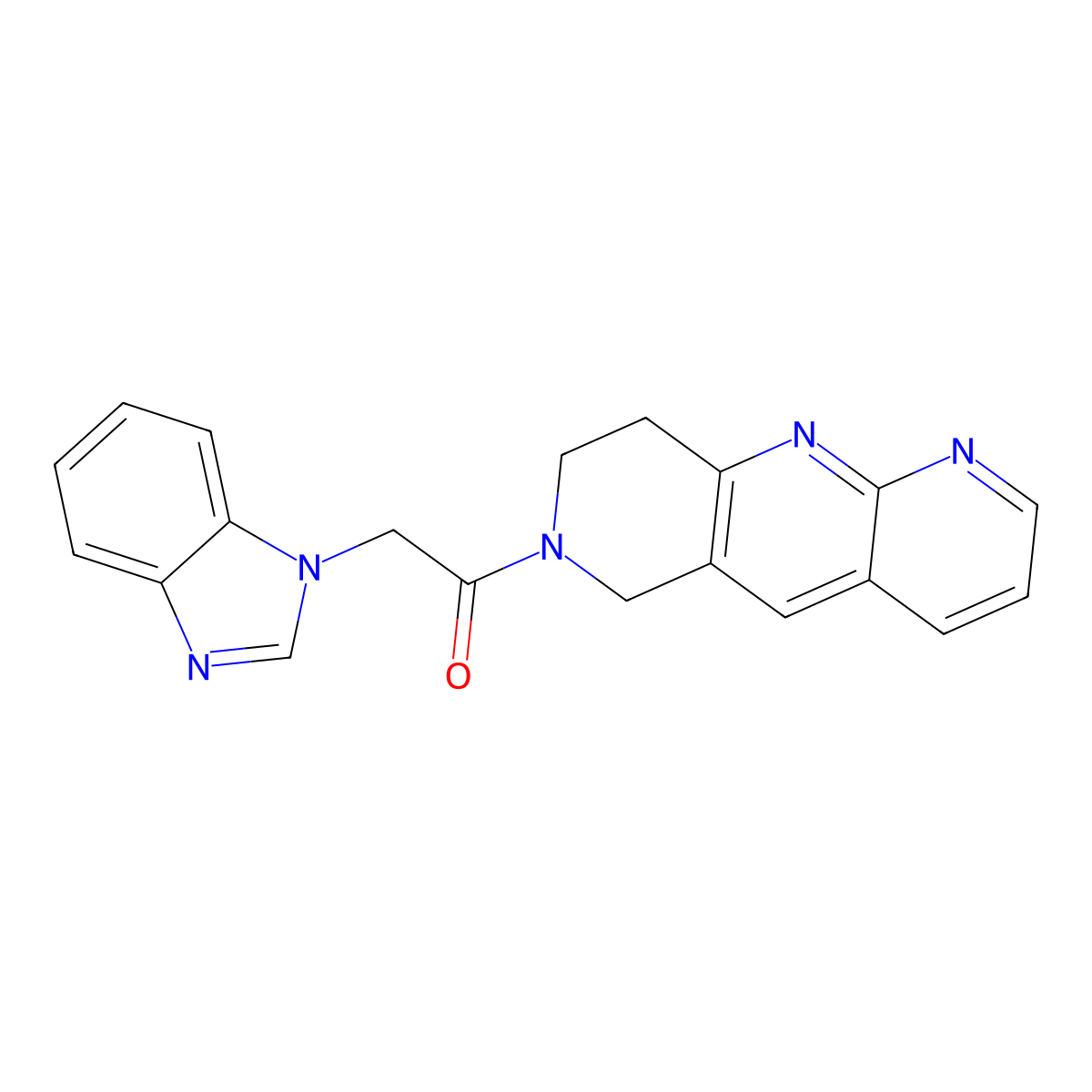 2-(1H-1,3-benzodiazol-1-yl)-1-{6H,7H,8H,9H-pyrido[2,3-b]1,6-naphthyridin-7-yl}ethan-1-one molecular structure, CAS 2770605-47-3
