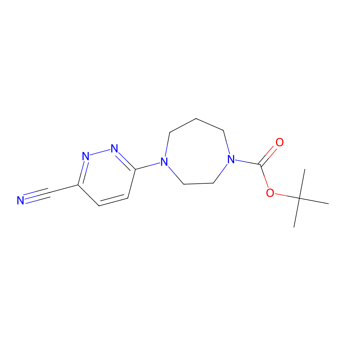 Tert-butyl 4-(6-cyanopyridazin-3-yl)-1,4-diazepane-1-carboxylate molecular structure, CAS 2770605-53-1