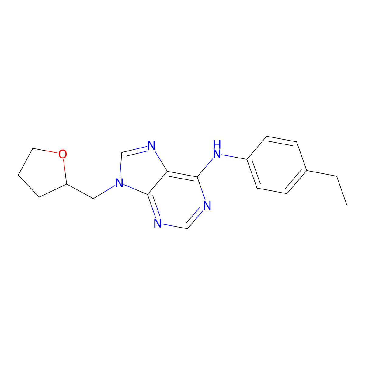 N-(4-ethylphenyl)-9-[(oxolan-2-yl)methyl]-9H-purin-6-amine molecular structure, CAS 2770605-57-5