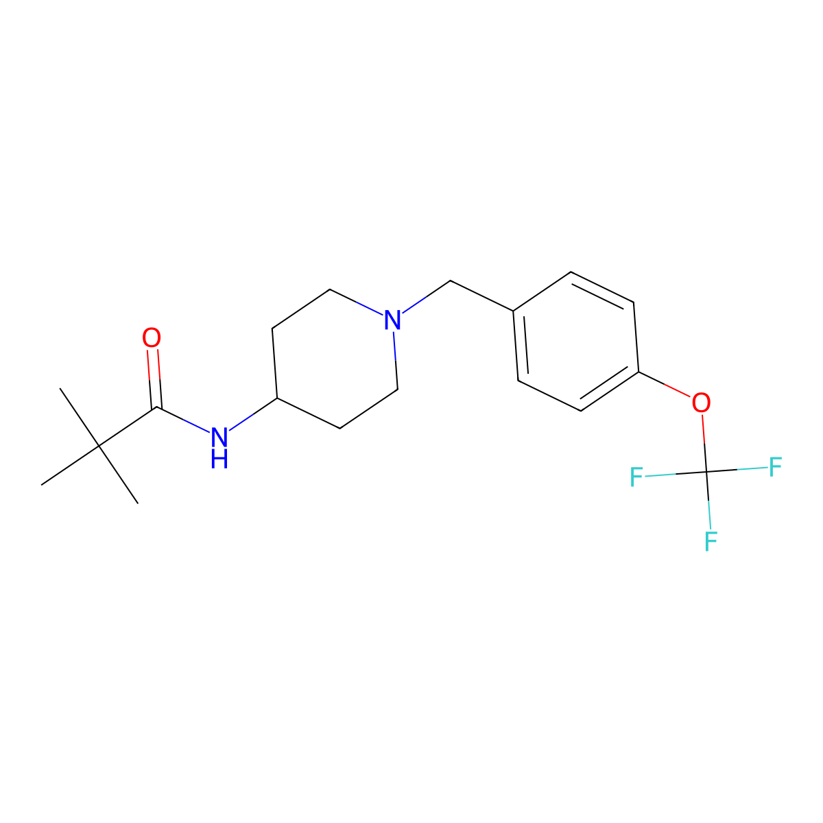2,2-dimethyl-N-(1-{[4-(trifluoromethoxy)phenyl]methyl}piperidin-4-yl)propanamide molecular structure, CAS 2770605-58-6