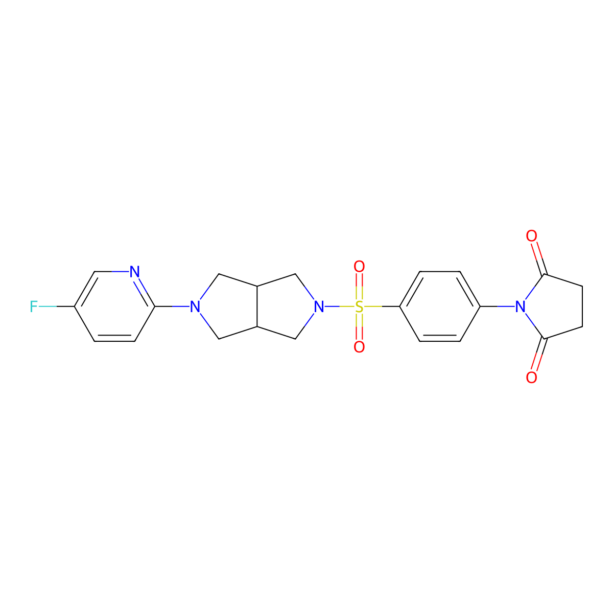 1-(4-{[5-(5-Fluoropyridin-2-yl)-octahydropyrrolo[3,4-c]pyrrol-2-yl]sulfonyl}phenyl)pyrrolidine-2,5-dione molecular structure, CAS 2770605-64-4