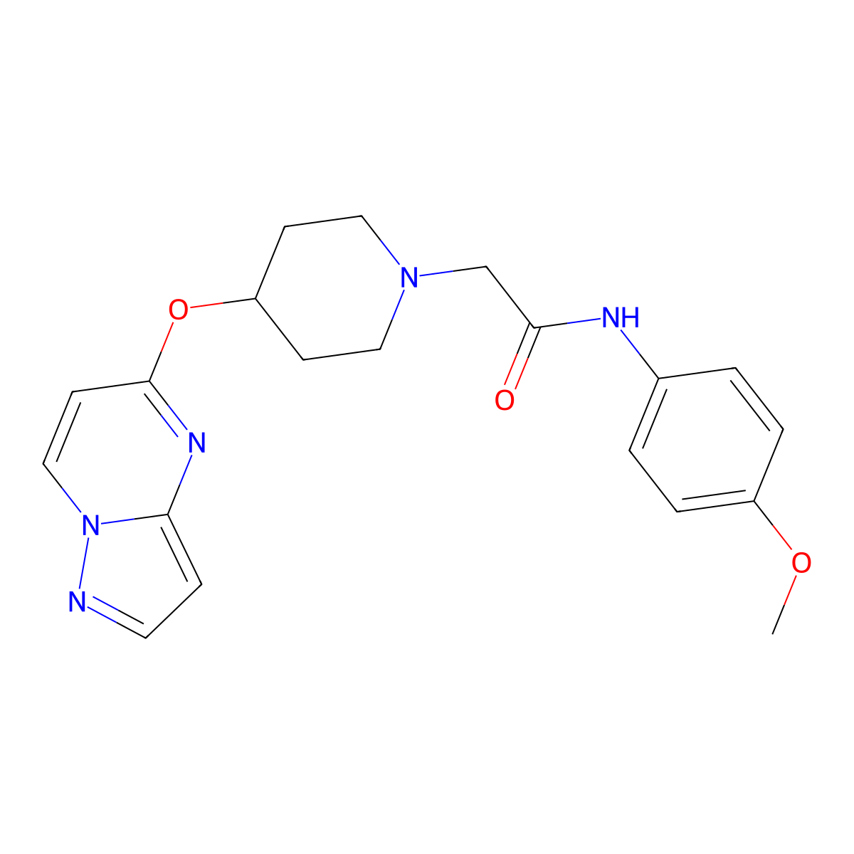N-(4-methoxyphenyl)-2-(4-{pyrazolo[1,5-a]pyrimidin-5-yloxy}piperidin-1-yl)acetamide molecular structure, CAS 2770605-68-8