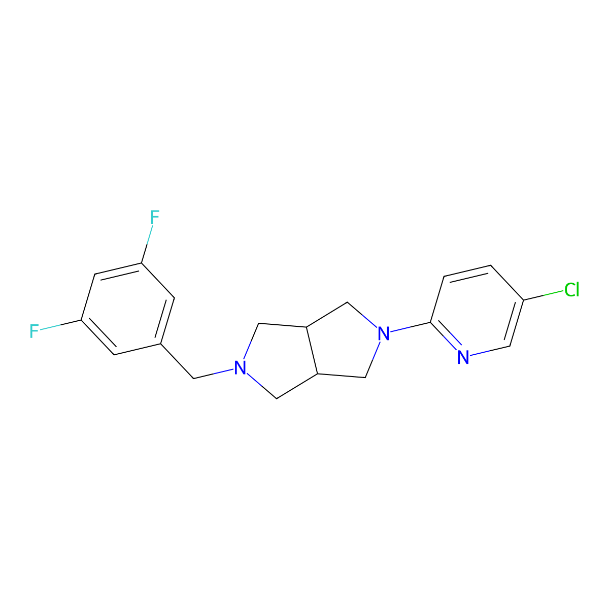 5-Chloro-2-{5-[(3,5-difluorophenyl)methyl]-octahydropyrrolo[3,4-c]pyrrol-2-yl}pyridine molecular structure, CAS 2770605-71-3