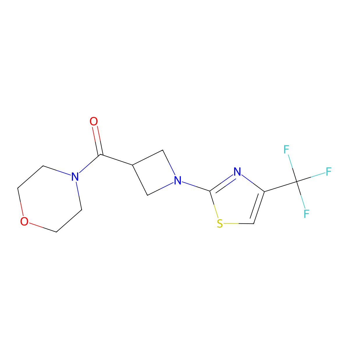 4-{1-[4-(Trifluoromethyl)-1,3-thiazol-2-yl]azetidine-3-carbonyl}morpholine molecular structure, CAS 2770605-79-1