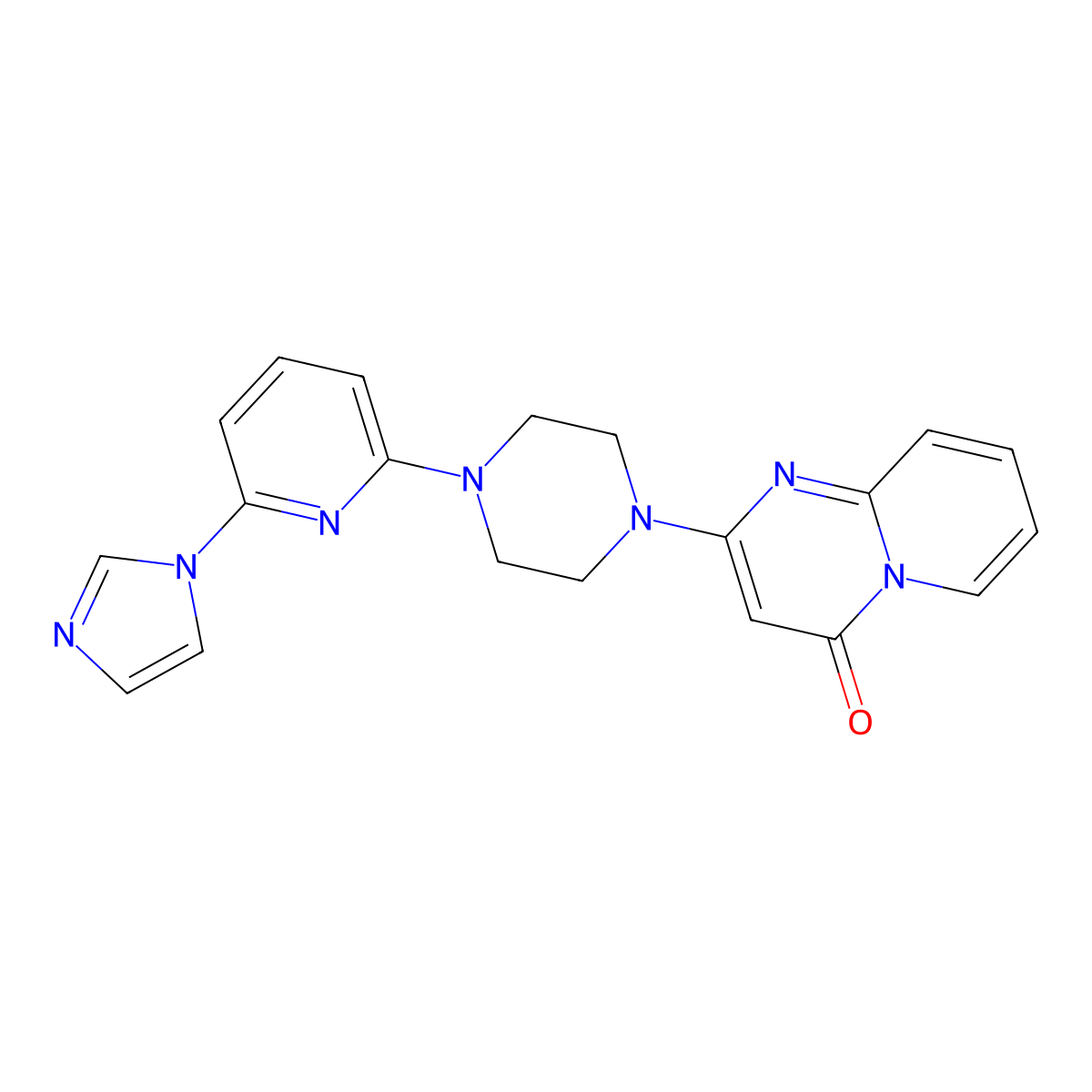 2-{4-[6-(1H-imidazol-1-yl)pyridin-2-yl]piperazin-1-yl}-4H-pyrido[1,2-a]pyrimidin-4-one molecular structure, CAS 2770605-86-0