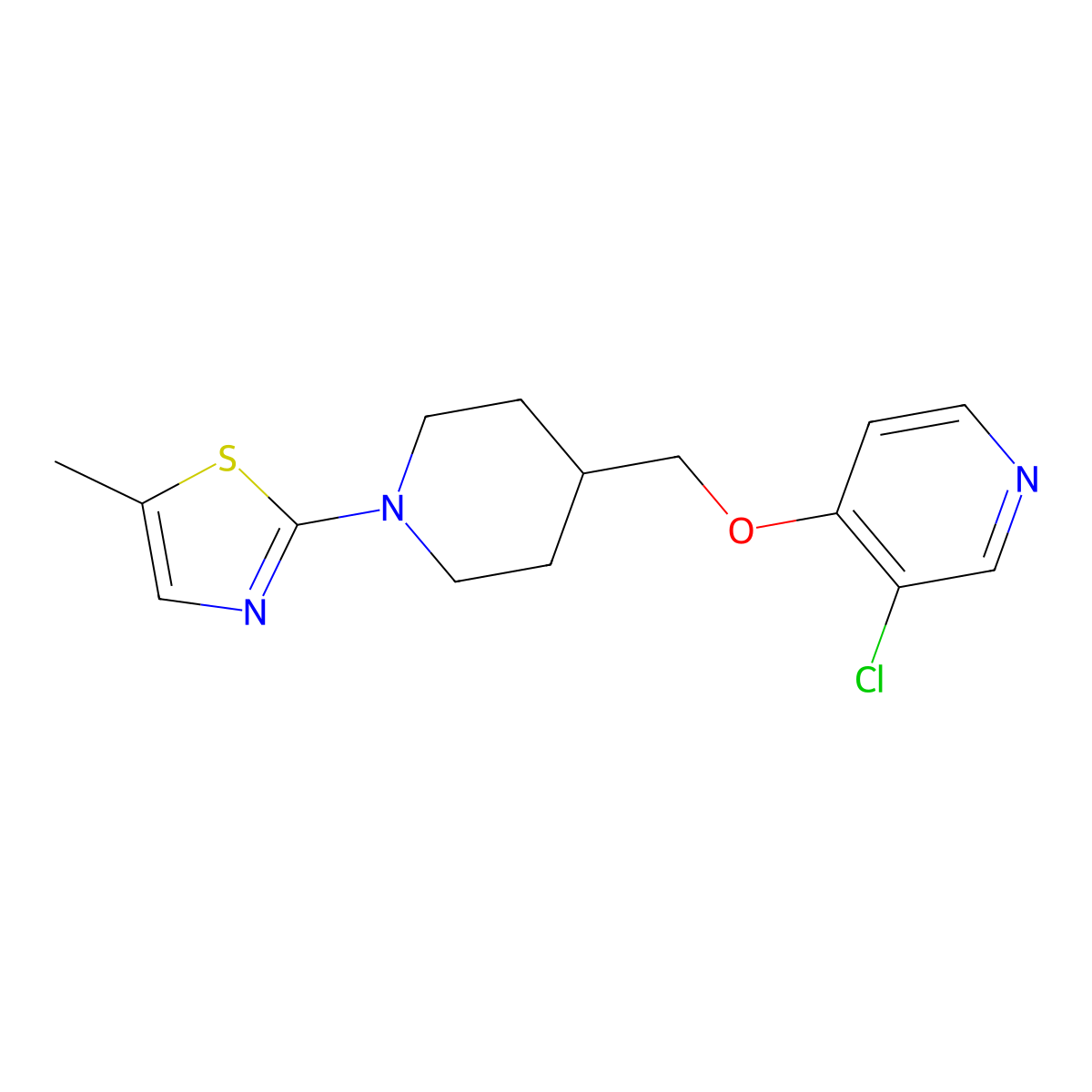 3-Chloro-4-{[1-(5-methyl-1,3-thiazol-2-yl)piperidin-4-yl]methoxy}pyridine molecular structure, CAS 2770605-87-1