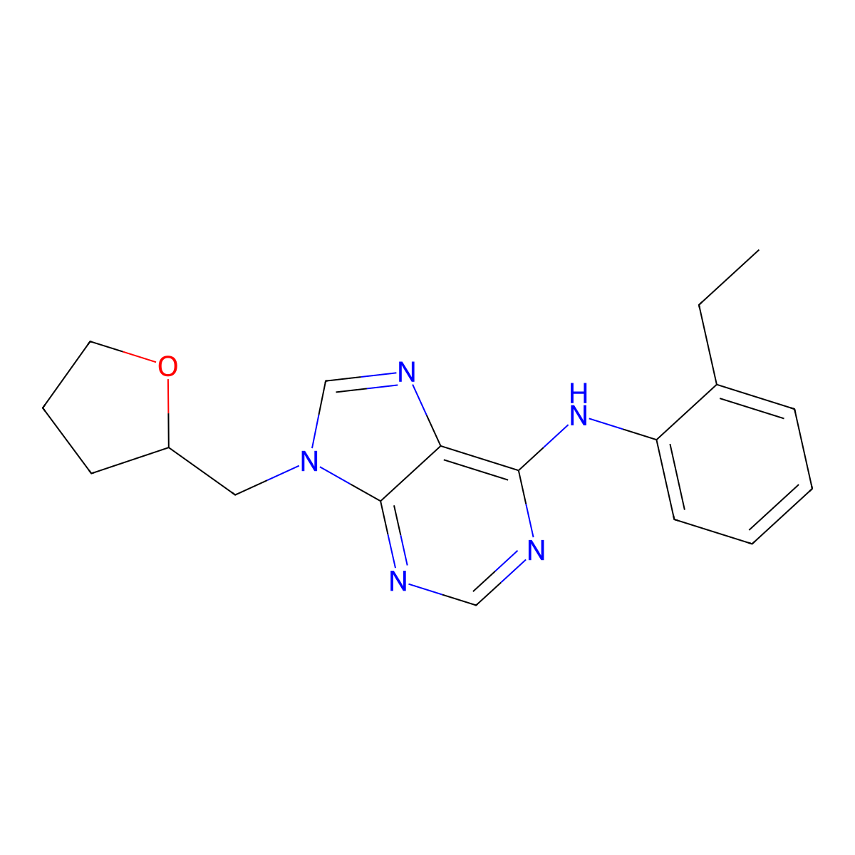 N-(2-ethylphenyl)-9-[(oxolan-2-yl)methyl]-9H-purin-6-amine molecular structure, CAS 2770605-91-7