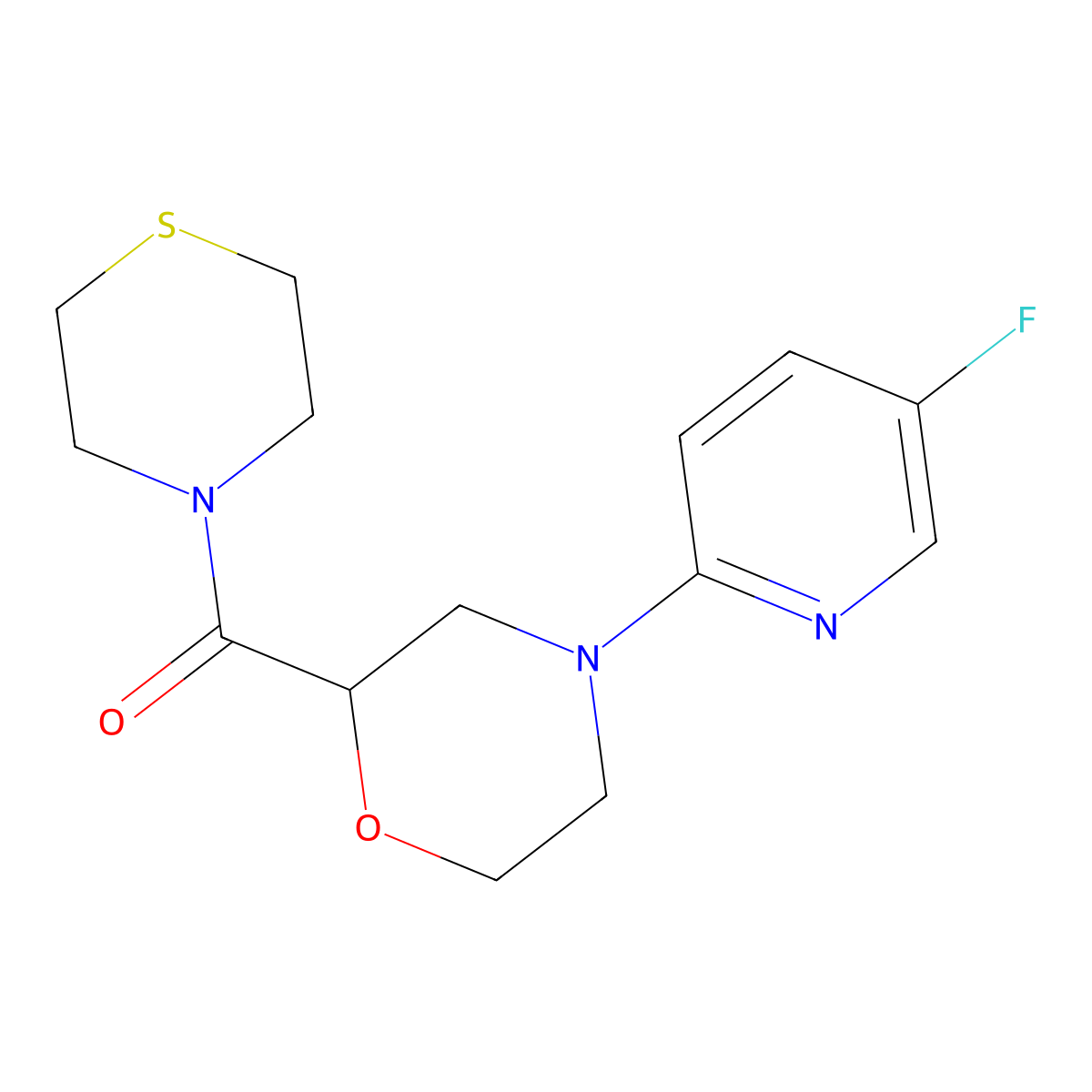 4-(5-Fluoropyridin-2-yl)-2-(thiomorpholine-4-carbonyl)morpholine molecular structure, CAS 2770605-93-9