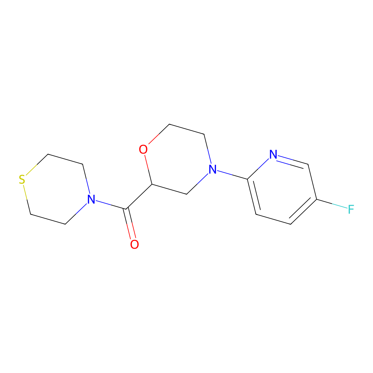 4-(5-Fluoropyridin-2-yl)-2-(thiomorpholine-4-carbonyl)morpholine molecular structure, CAS 2770605-93-9
