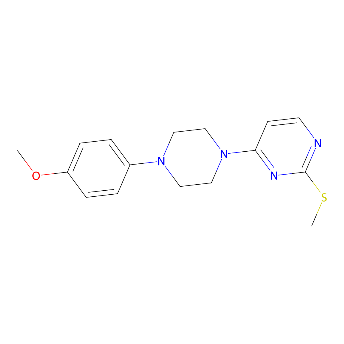 4-[4-(4-Methoxyphenyl)piperazin-1-yl]-2-(methylsulfanyl)pyrimidine molecular structure, CAS 2770605-97-3