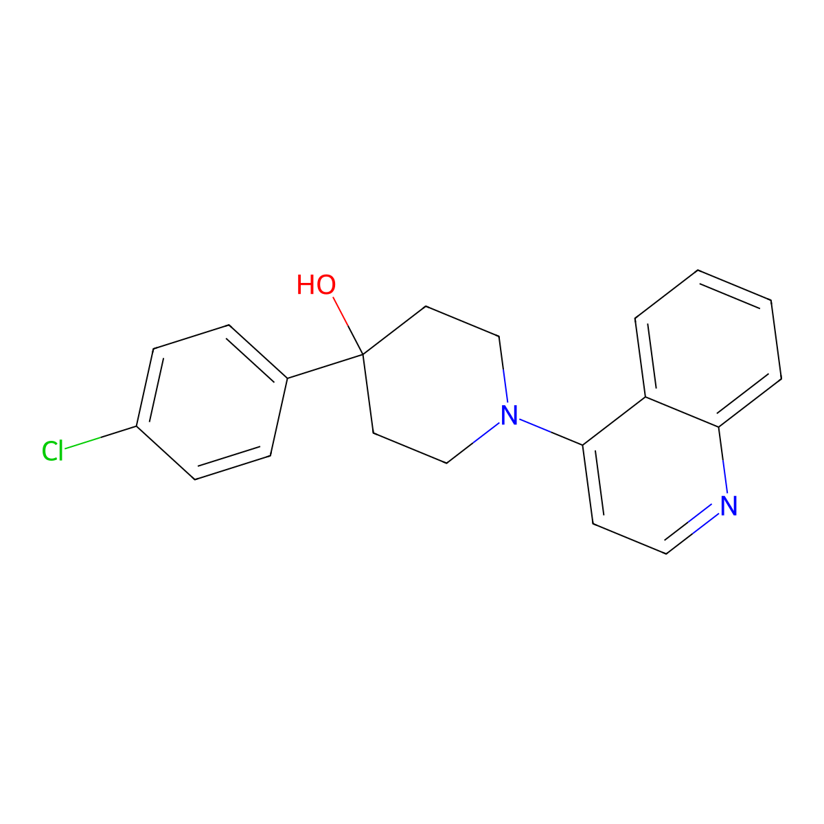 4-(4-Chlorophenyl)-1-(quinolin-4-yl)piperidin-4-ol molecular structure, CAS 2770605-99-5