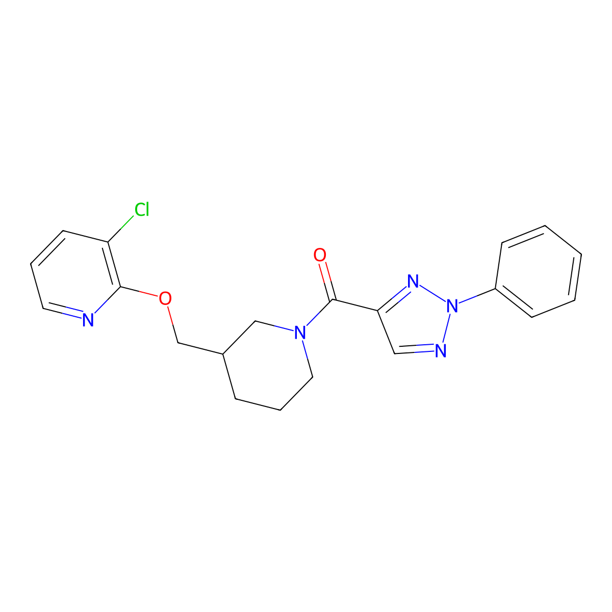 3-chloro-2-{[1-(2-phenyl-2H-1,2,3-triazole-4-carbonyl)piperidin-3-yl]methoxy}pyridine molecular structure, CAS 2770606-03-4