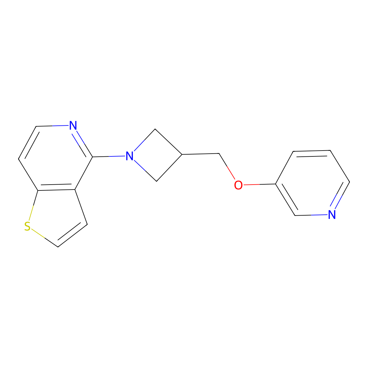 3-[(1-{Thieno[3,2-c]pyridin-4-yl}azetidin-3-yl)methoxy]pyridine molecular structure, CAS 2770606-06-7