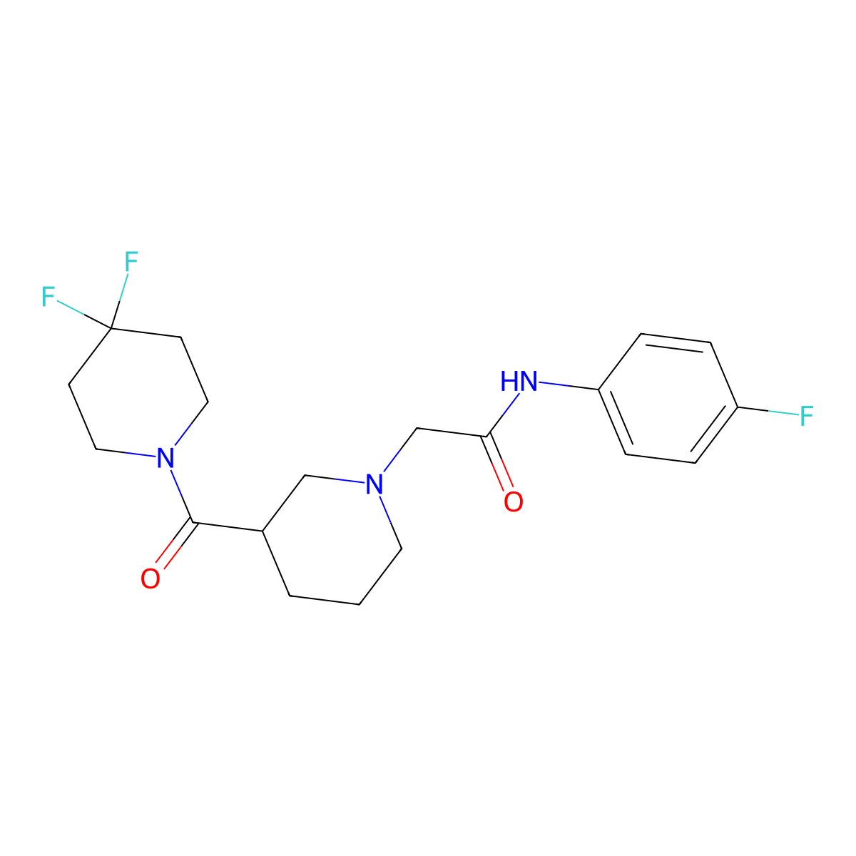 2-[3-(4,4-difluoropiperidine-1-carbonyl)piperidin-1-yl]-N-(4-fluorophenyl)acetamide molecular structure, CAS 2770606-07-8
