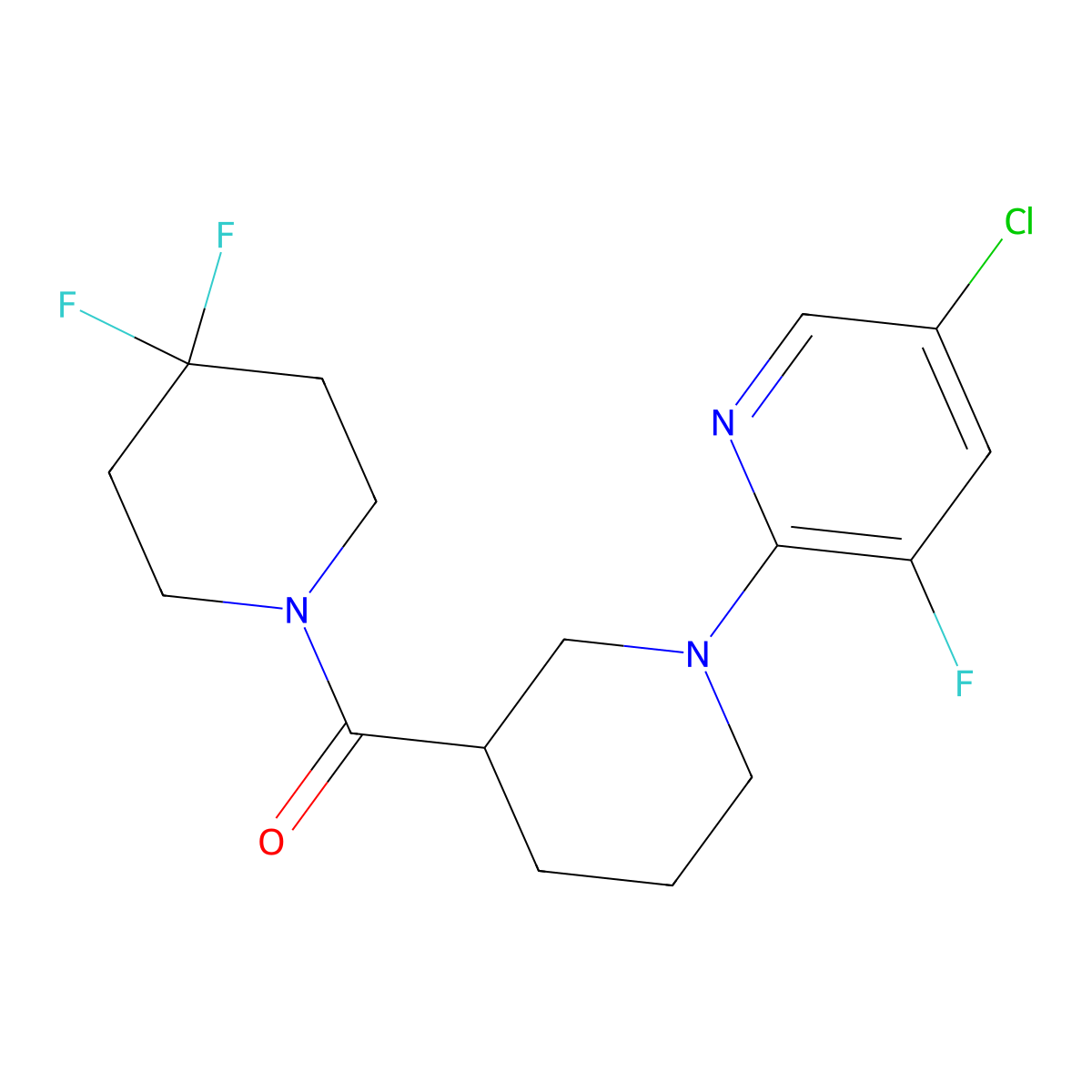 5-Chloro-2-[3-(4,4-difluoropiperidine-1-carbonyl)piperidin-1-yl]-3-fluoropyridine molecular structure, CAS 2770606-10-3