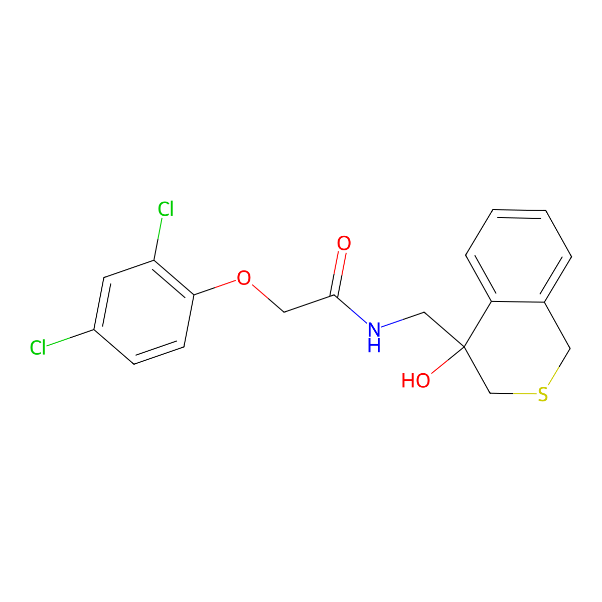 2-(2,4-dichlorophenoxy)-N-[(4-hydroxy-3,4-dihydro-1H-2-benzothiopyran-4-yl)methyl]acetamide molecular structure, CAS 2770606-13-6