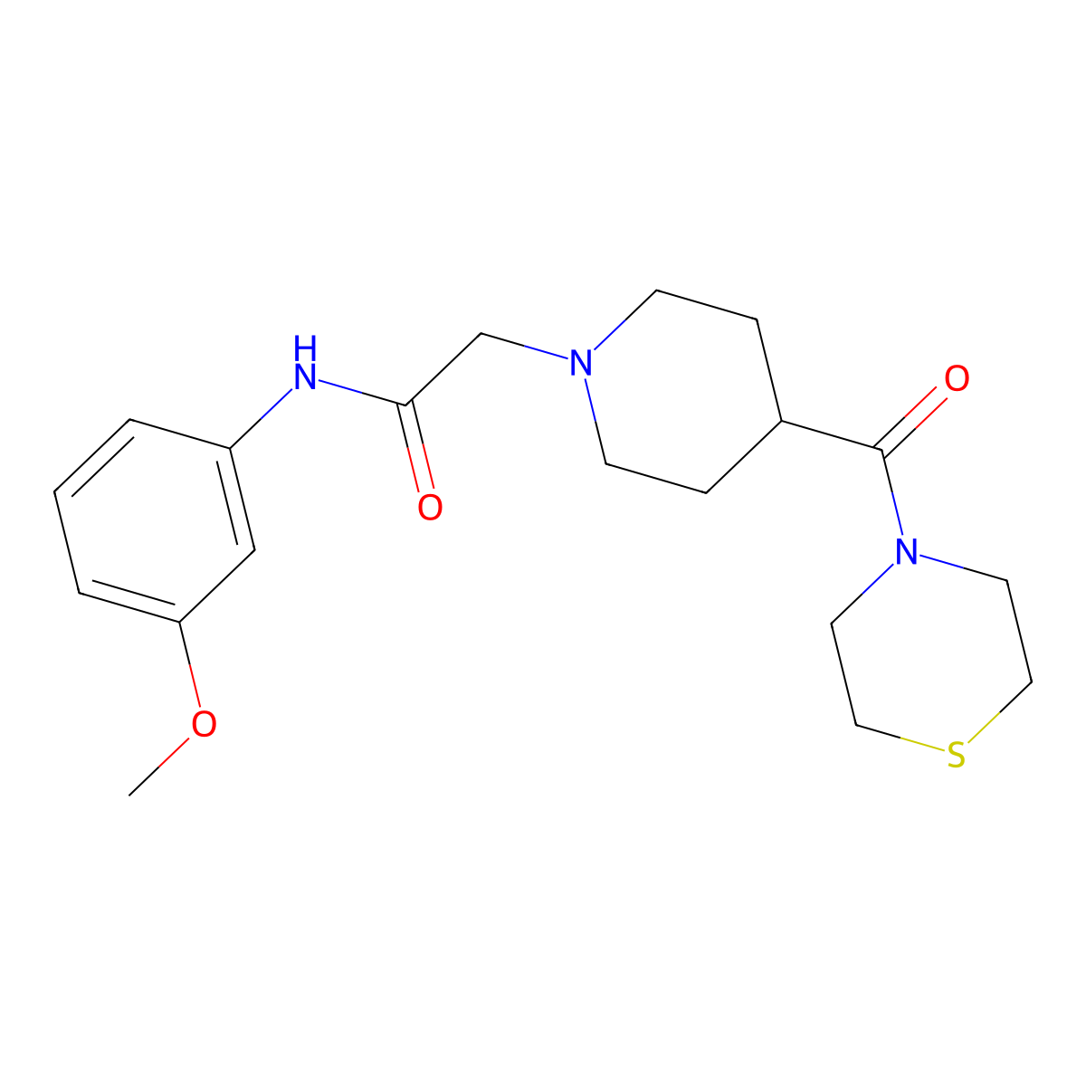 N-(3-methoxyphenyl)-2-[4-(thiomorpholine-4-carbonyl)piperidin-1-yl]acetamide molecular structure, CAS 2770606-15-8