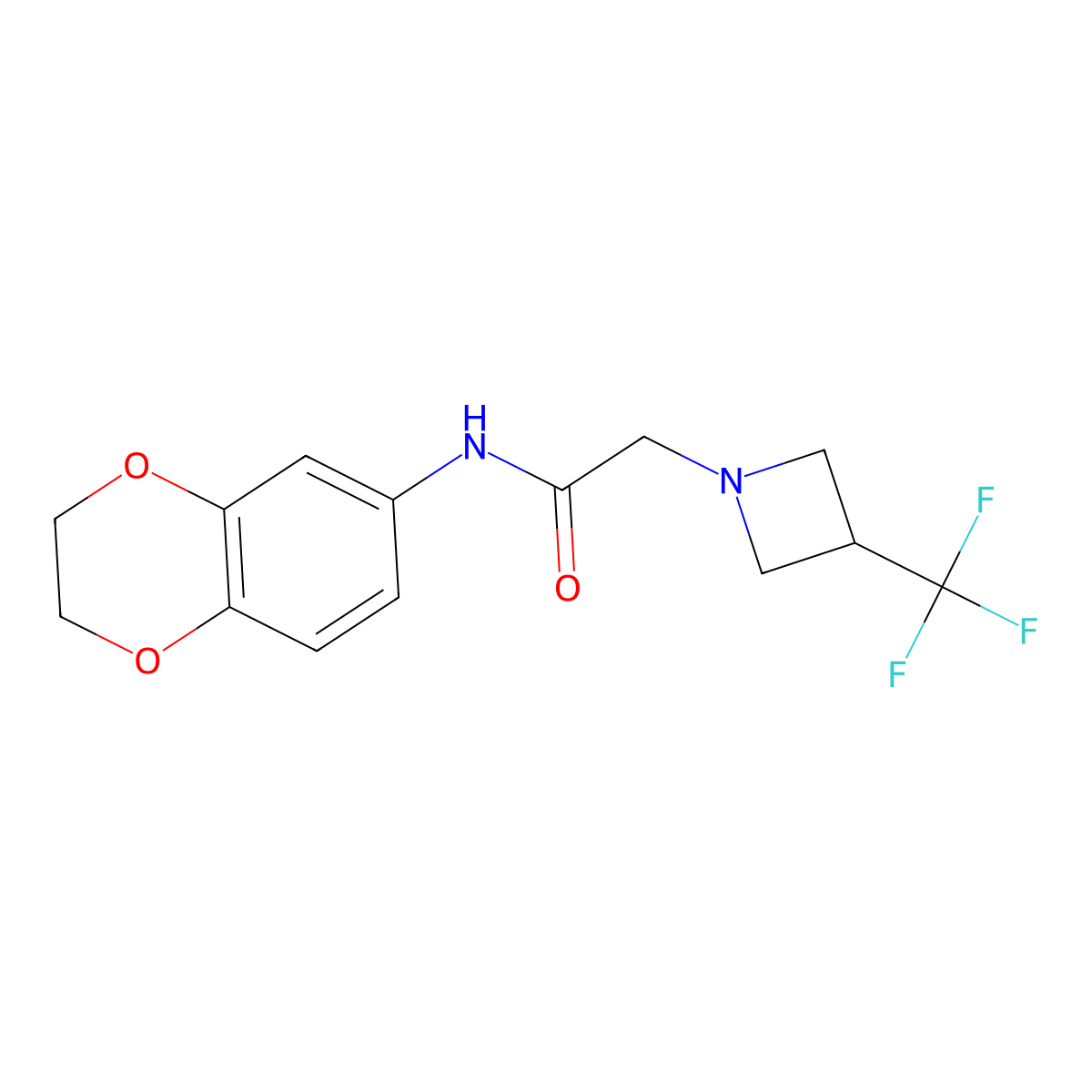 N-(2,3-dihydro-1,4-benzodioxin-6-yl)-2-[3-(trifluoromethyl)azetidin-1-yl]acetamide molecular structure, CAS 2770606-22-7