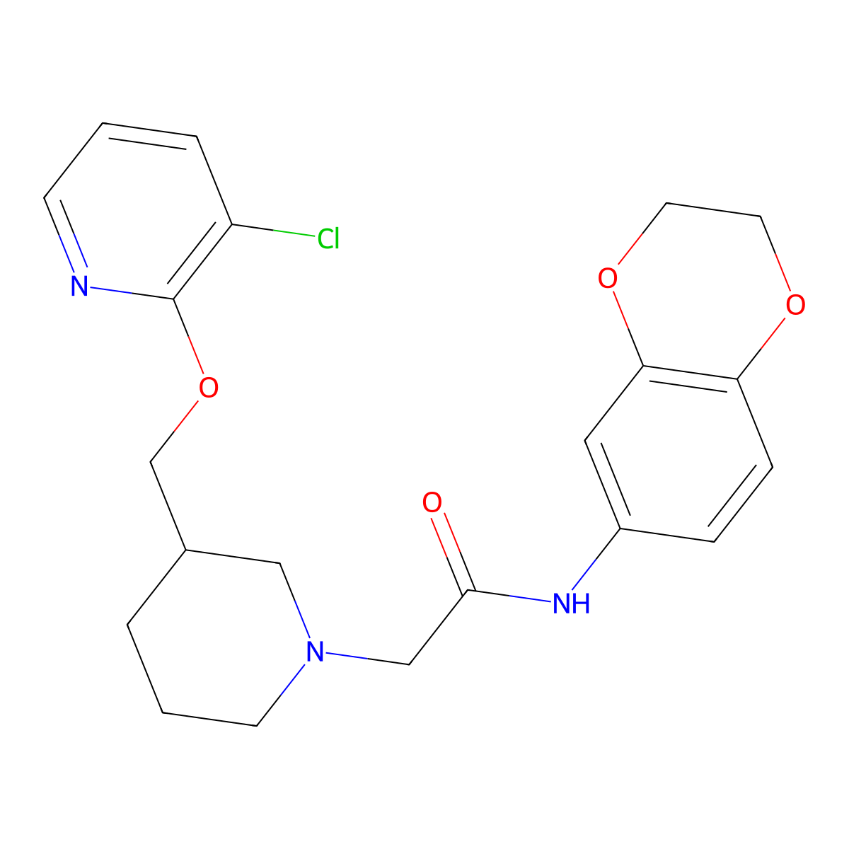2-(3-{[(3-chloropyridin-2-yl)oxy]methyl}piperidin-1-yl)-N-(2,3-dihydro-1,4-benzodioxin-6-yl)acetamide molecular structure, CAS 2770606-26-1
