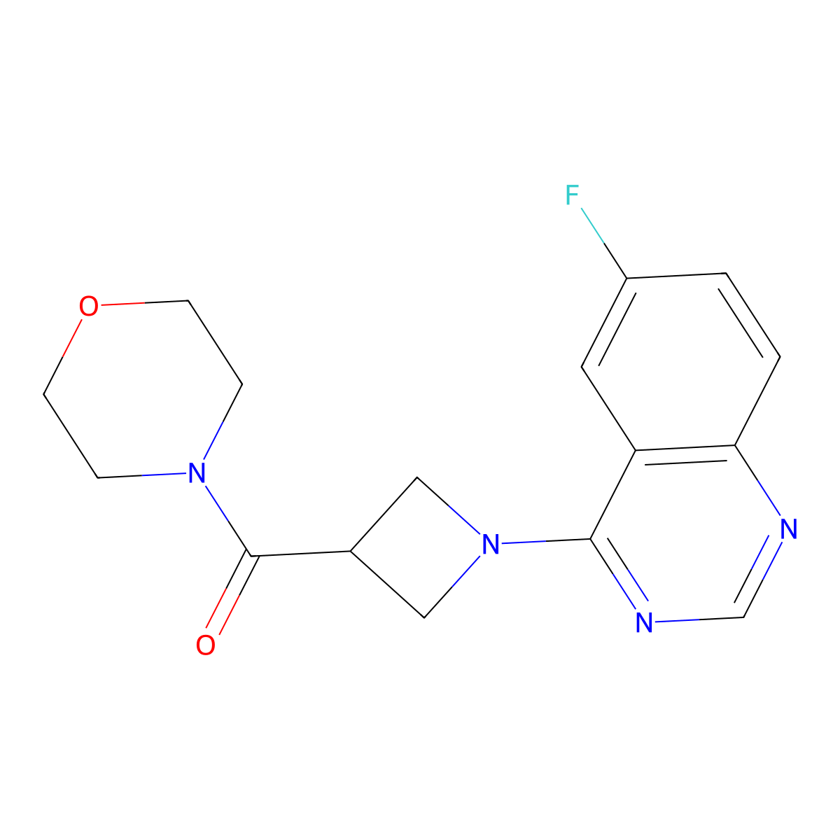 6-Fluoro-4-[3-(morpholine-4-carbonyl)azetidin-1-yl]quinazoline molecular structure, CAS 2770606-27-2