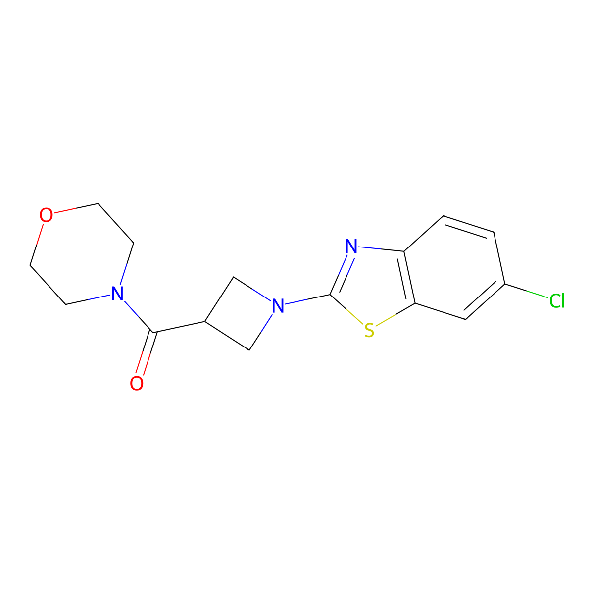 6-Chloro-2-[3-(morpholine-4-carbonyl)azetidin-1-yl]-1,3-benzothiazole molecular structure, CAS 2770606-29-4