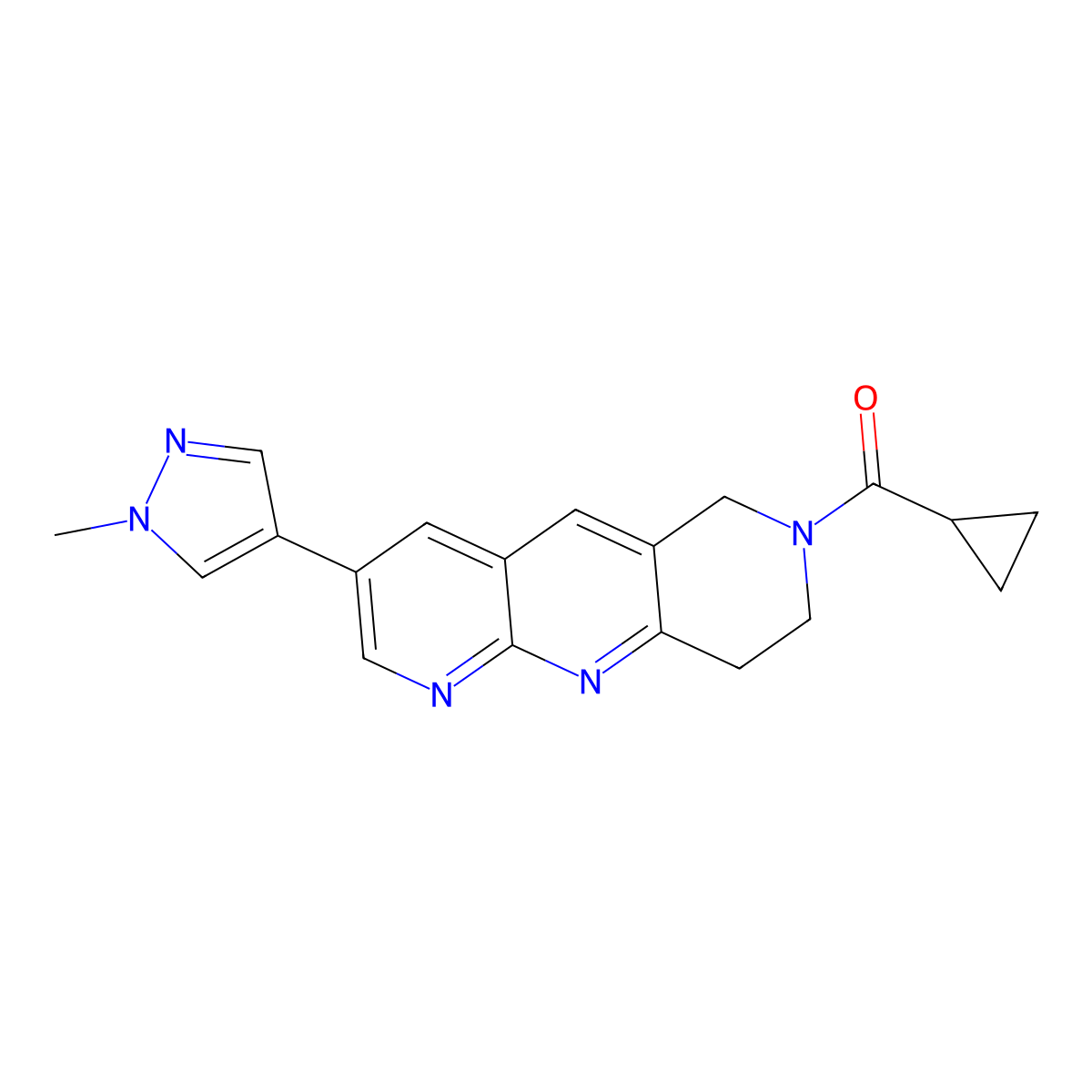 4-{7-cyclopropanecarbonyl-6H,7H,8H,9H-pyrido[2,3-b]1,6-naphthyridin-3-yl}-1-methyl-1H-pyrazole molecular structure, CAS 2770606-34-1