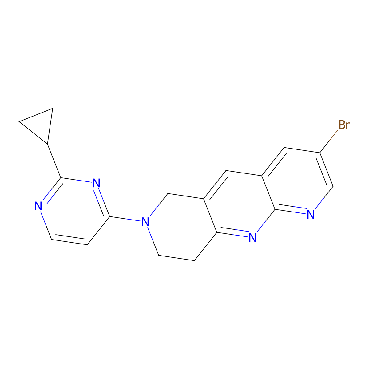 4-{3-bromo-6H,7H,8H,9H-pyrido[2,3-b]1,6-naphthyridin-7-yl}-2-cyclopropylpyrimidine molecular structure, CAS 2770606-35-2