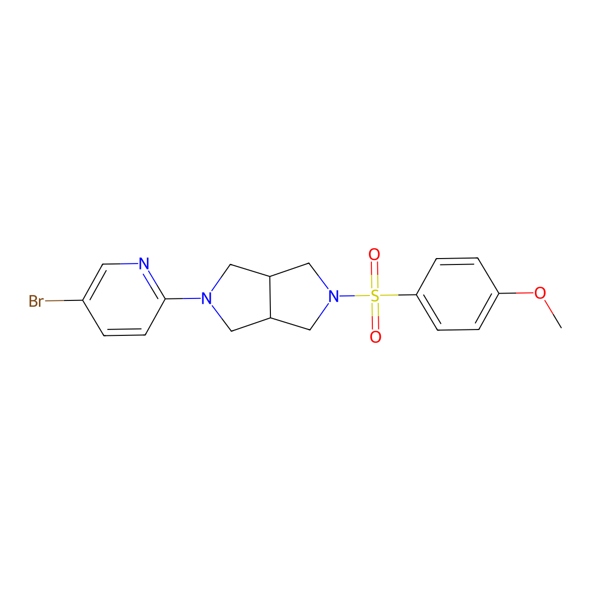5-Bromo-2-[5-(4-methoxybenzenesulfonyl)-octahydropyrrolo[3,4-c]pyrrol-2-yl]pyridine molecular structure, CAS 2770606-37-4