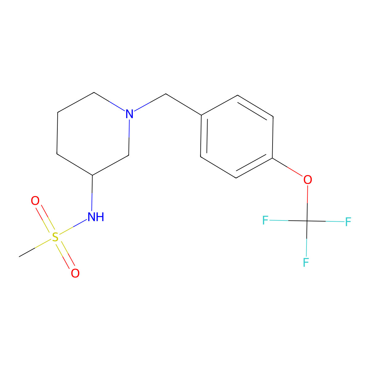 N-(1-{[4-(trifluoromethoxy)phenyl]methyl}piperidin-3-yl)methanesulfonamide molecular structure, CAS 2770606-38-5