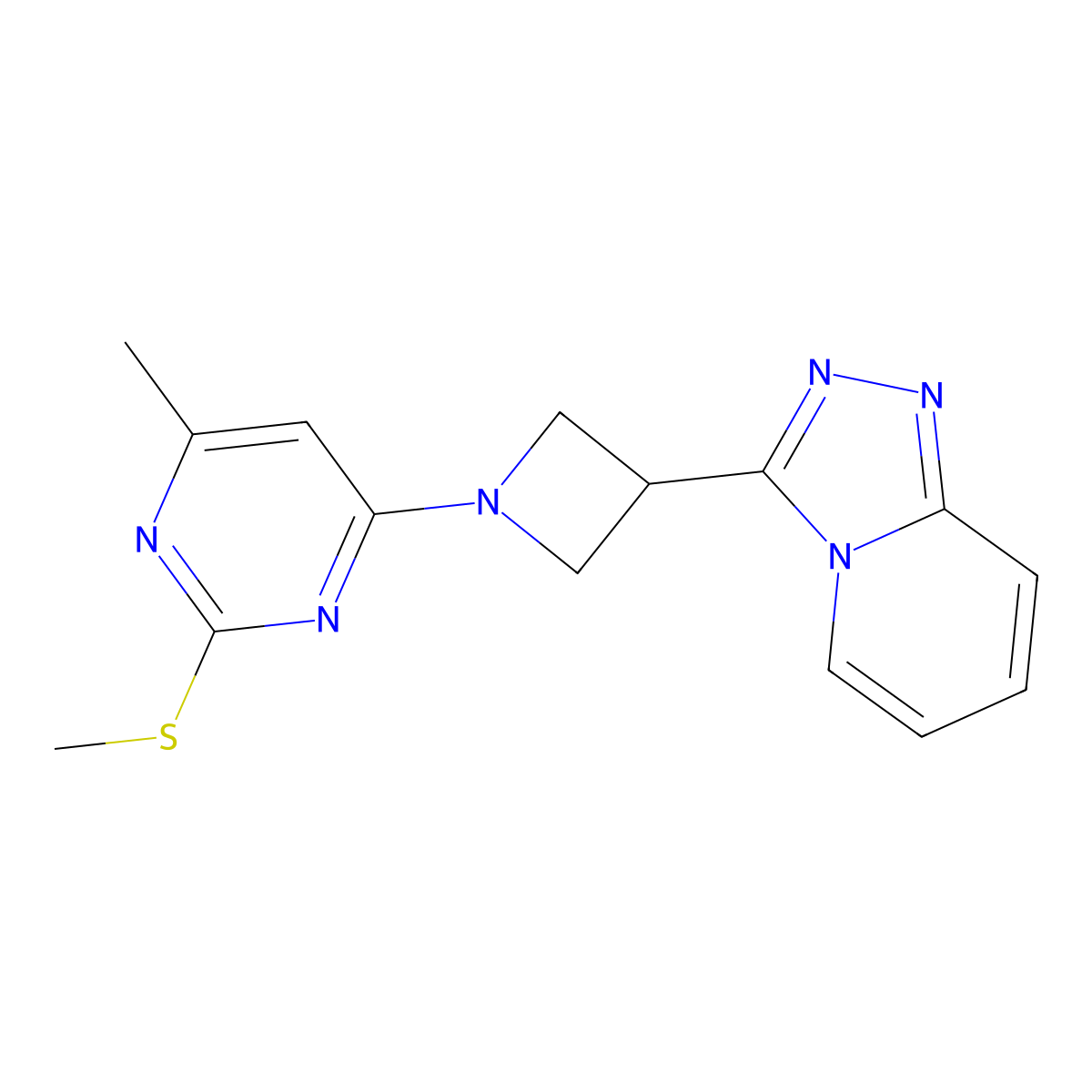 4-Methyl-2-(methylsulfanyl)-6-(3-{[1,2,4]triazolo[4,3-a]pyridin-3-yl}azetidin-1-yl)pyrimidine molecular structure, CAS 2770606-40-9