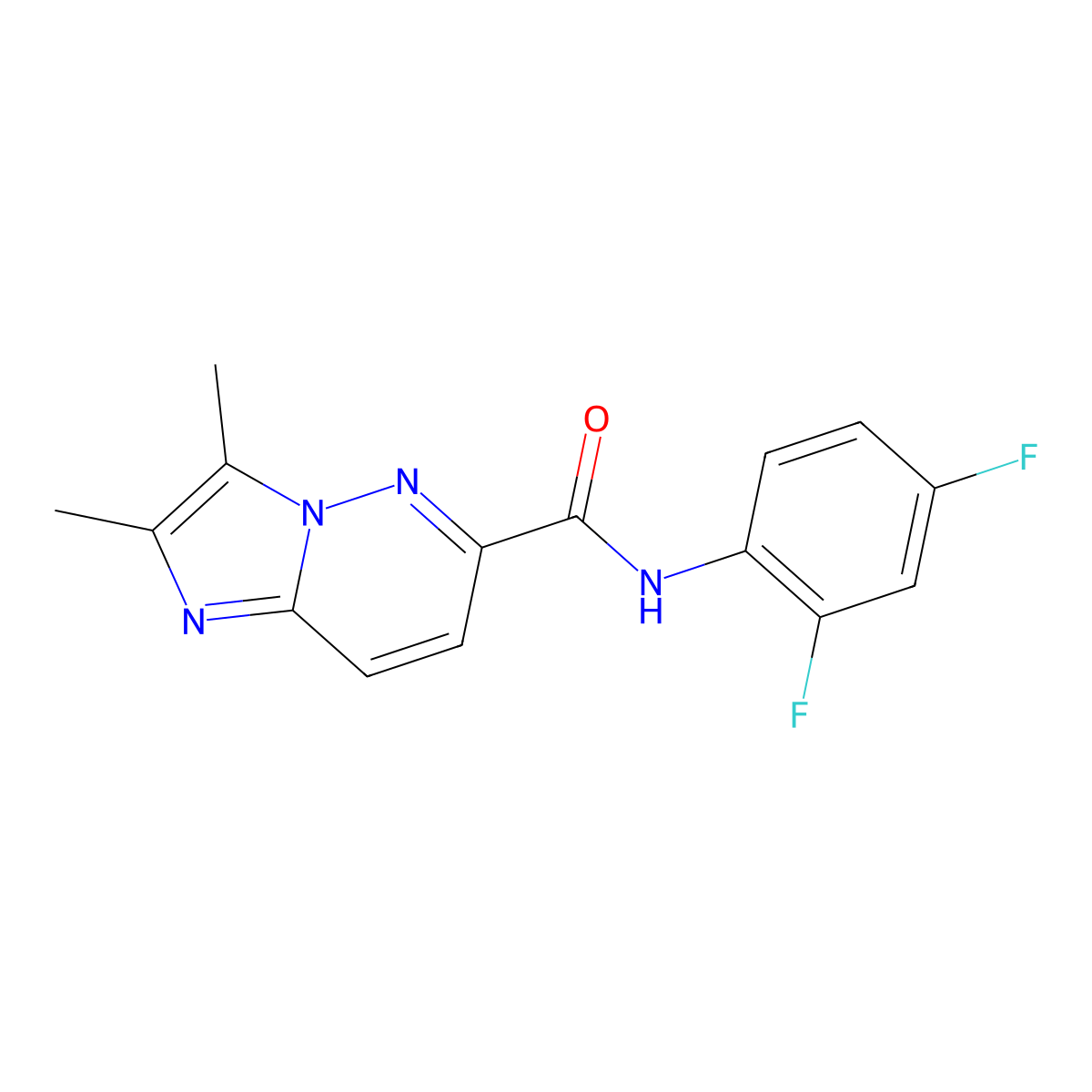 N-(2,4-difluorophenyl)-2,3-dimethylimidazo[1,2-b]pyridazine-6-carboxamide molecular structure, CAS 2770606-42-1