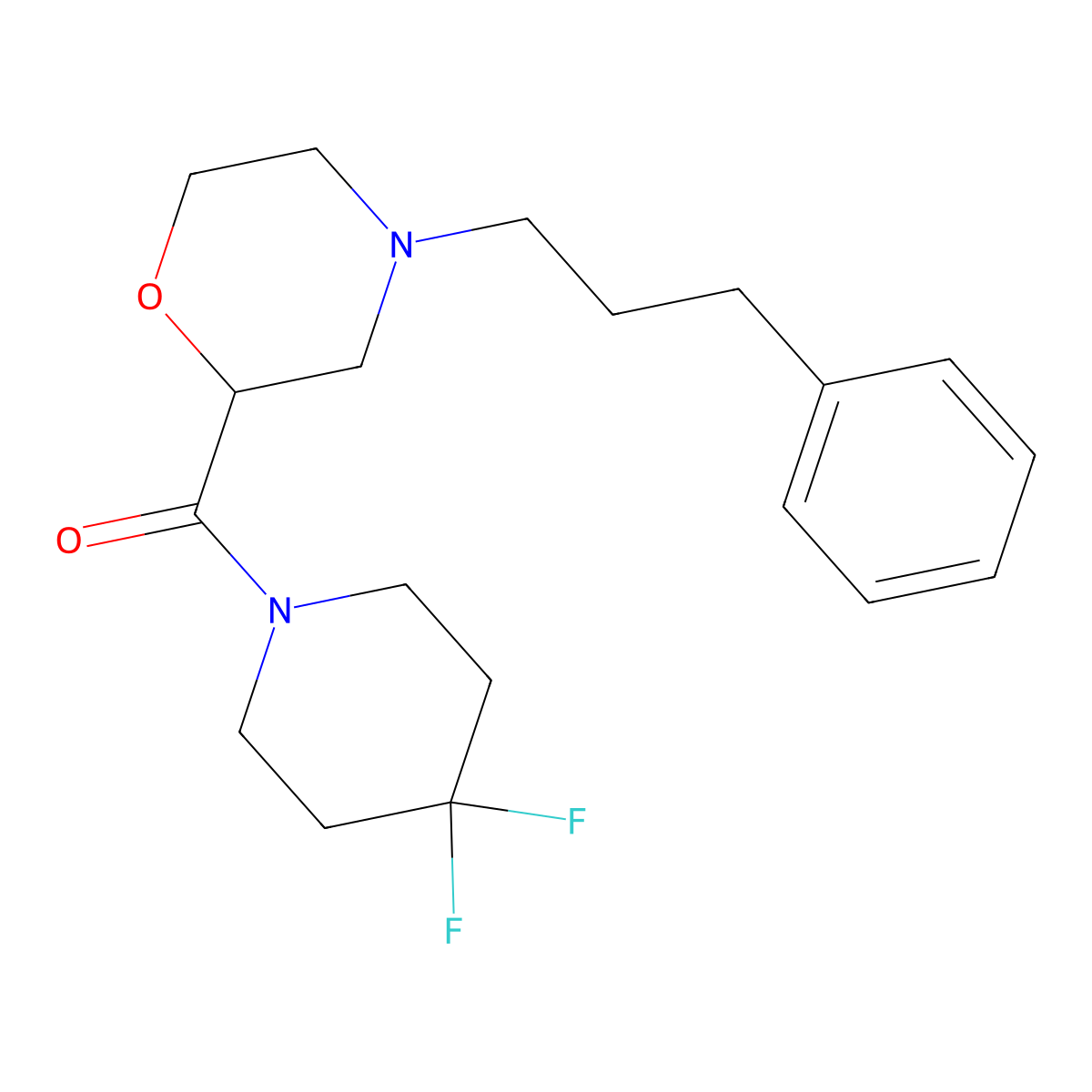 2-(4,4-Difluoropiperidine-1-carbonyl)-4-(3-phenylpropyl)morpholine molecular structure, CAS 2770606-45-4