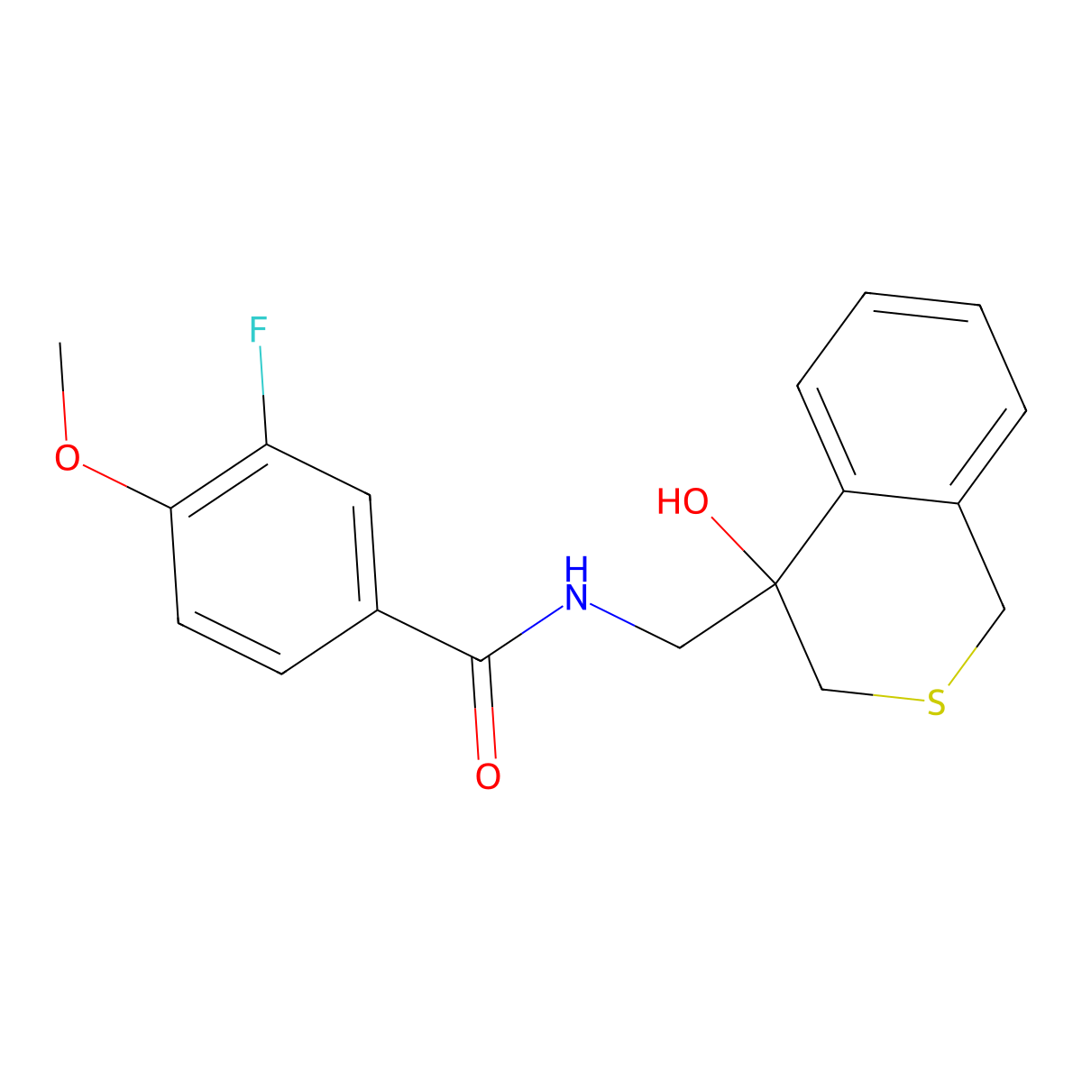 3-fluoro-N-[(4-hydroxy-3,4-dihydro-1H-2-benzothiopyran-4-yl)methyl]-4-methoxybenzamide molecular structure, CAS 2770606-46-5