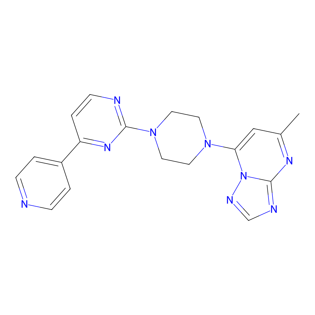 2-(4-{5-Methyl-[1,2,4]triazolo[1,5-a]pyrimidin-7-yl}piperazin-1-yl)-4-(pyridin-4-yl)pyrimidine molecular structure, CAS 2770606-48-7