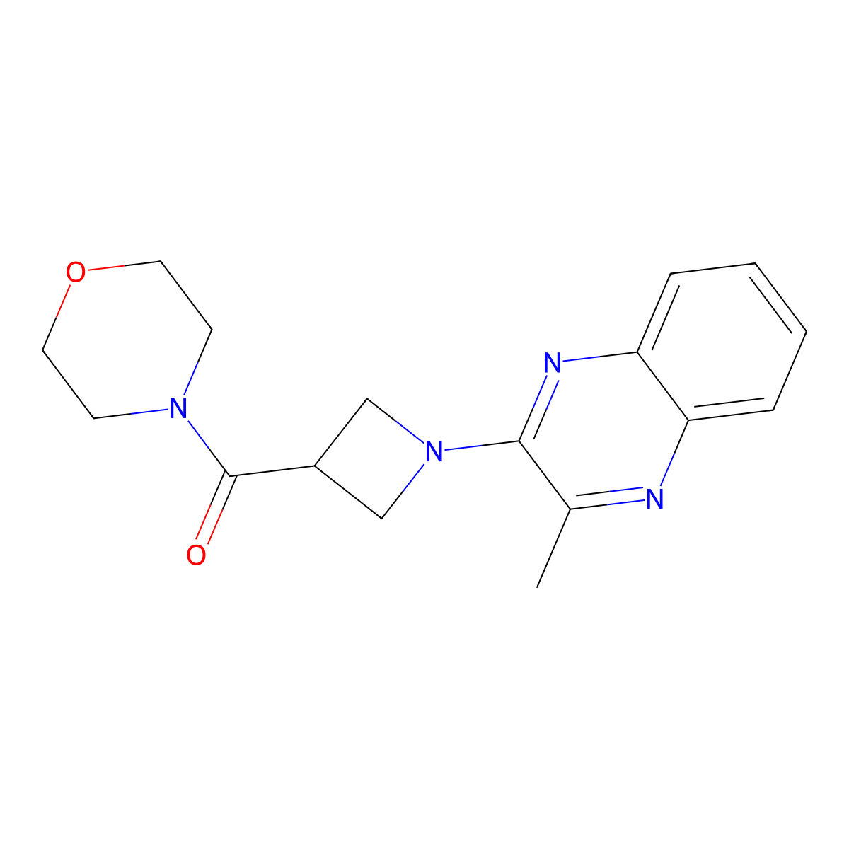 2-Methyl-3-[3-(morpholine-4-carbonyl)azetidin-1-yl]quinoxaline molecular structure, CAS 2770606-54-5