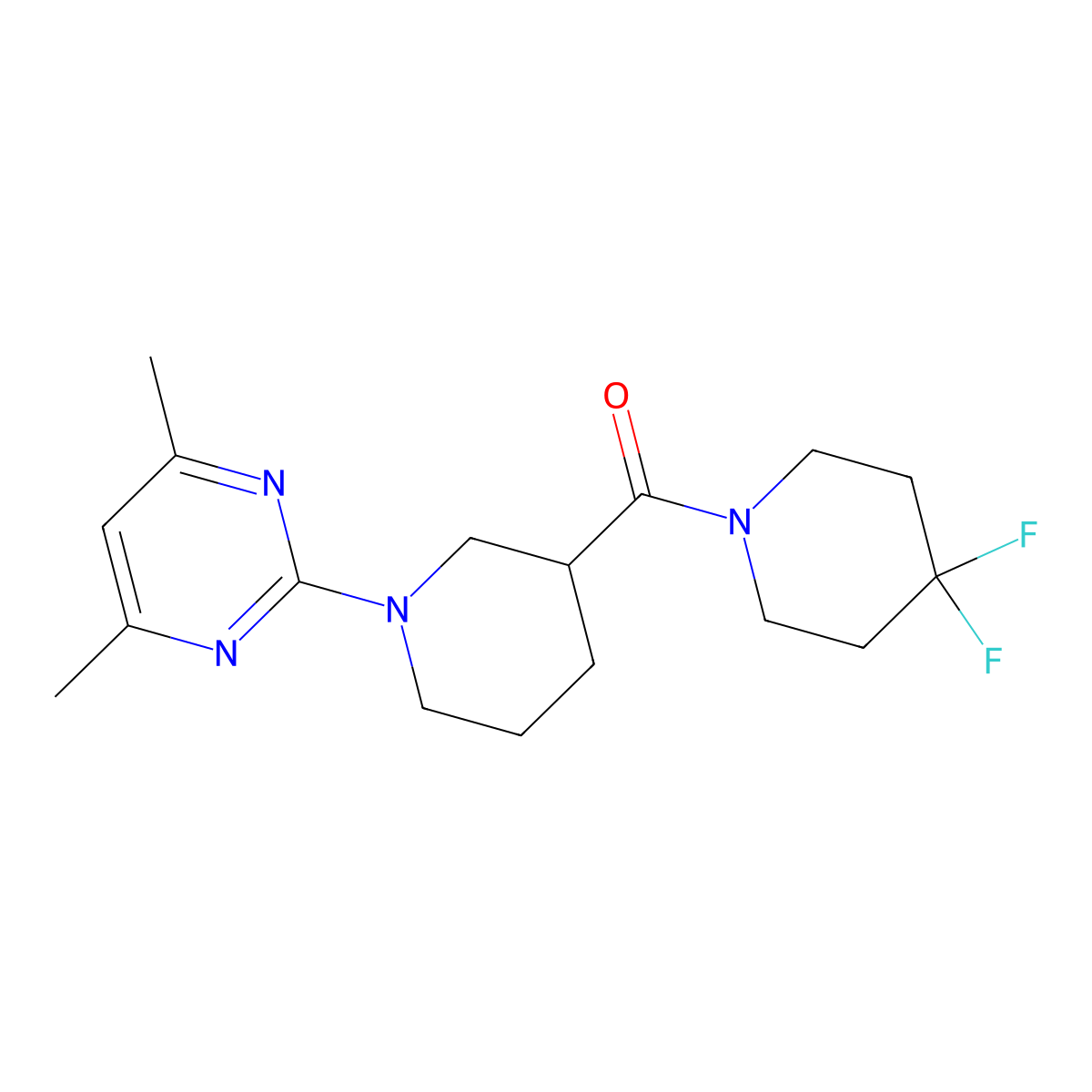 2-[3-(4,4-Difluoropiperidine-1-carbonyl)piperidin-1-yl]-4,6-dimethylpyrimidine molecular structure, CAS 2770606-66-9