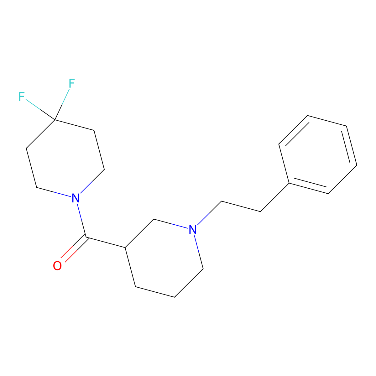 4,4-Difluoro-1-[1-(2-phenylethyl)piperidine-3-carbonyl]piperidine molecular structure, CAS 2770606-68-1