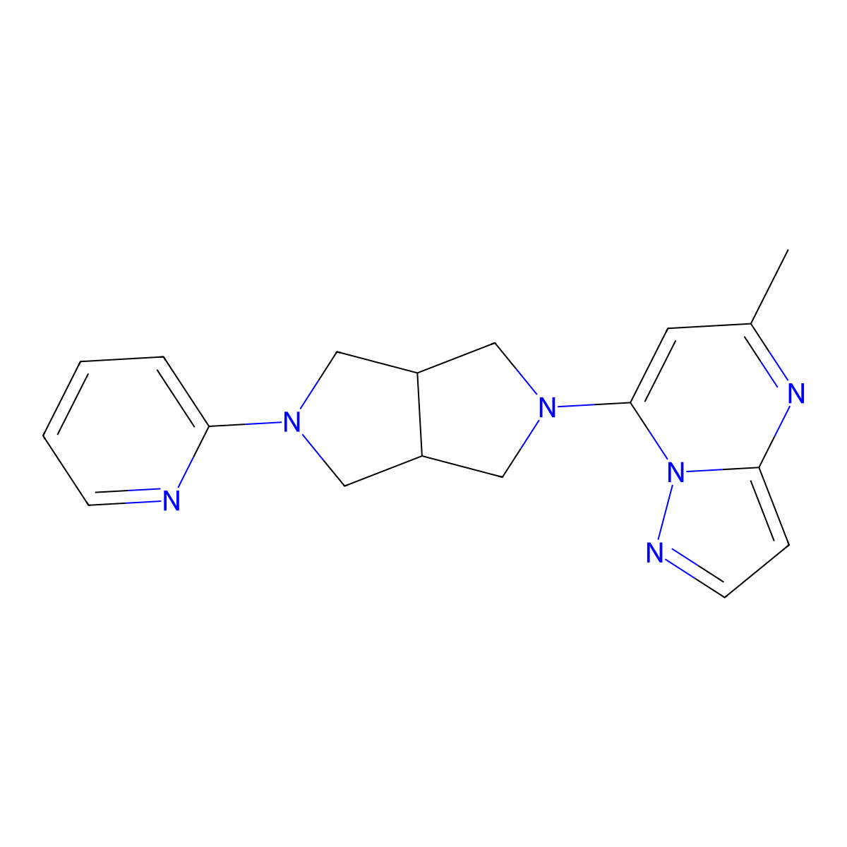 2-(5-{5-Methylpyrazolo[1,5-a]pyrimidin-7-yl}-octahydropyrrolo[3,4-c]pyrrol-2-yl)pyridine molecular structure, CAS 2770606-69-2